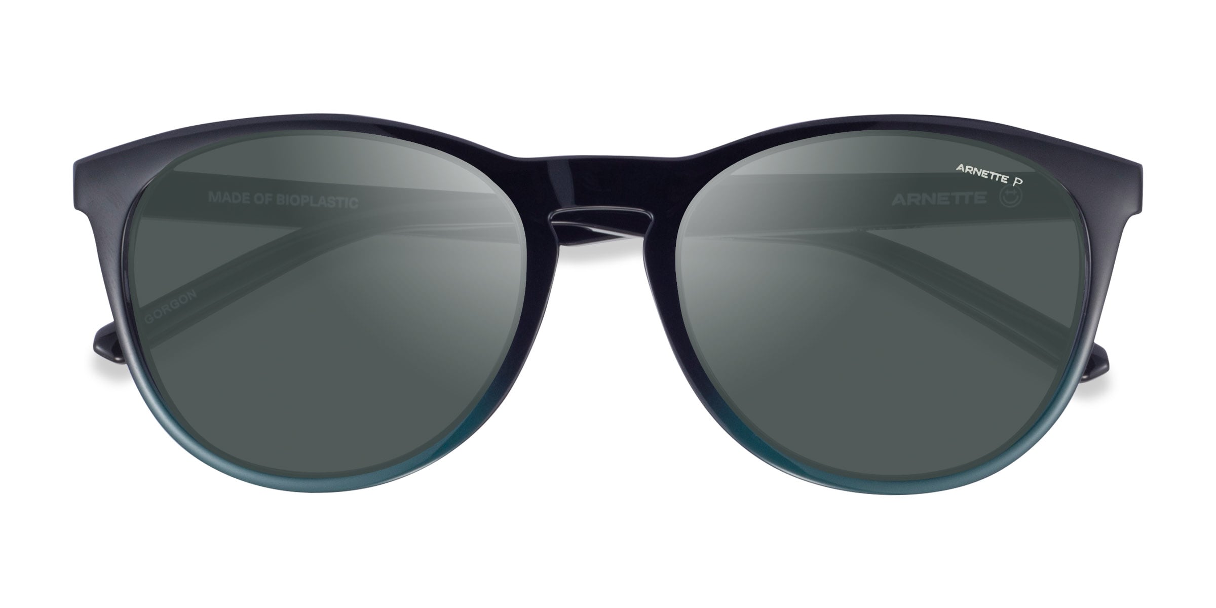 ARNETTE Gorgon - Round Black Green Frame Prescription Sunglasses