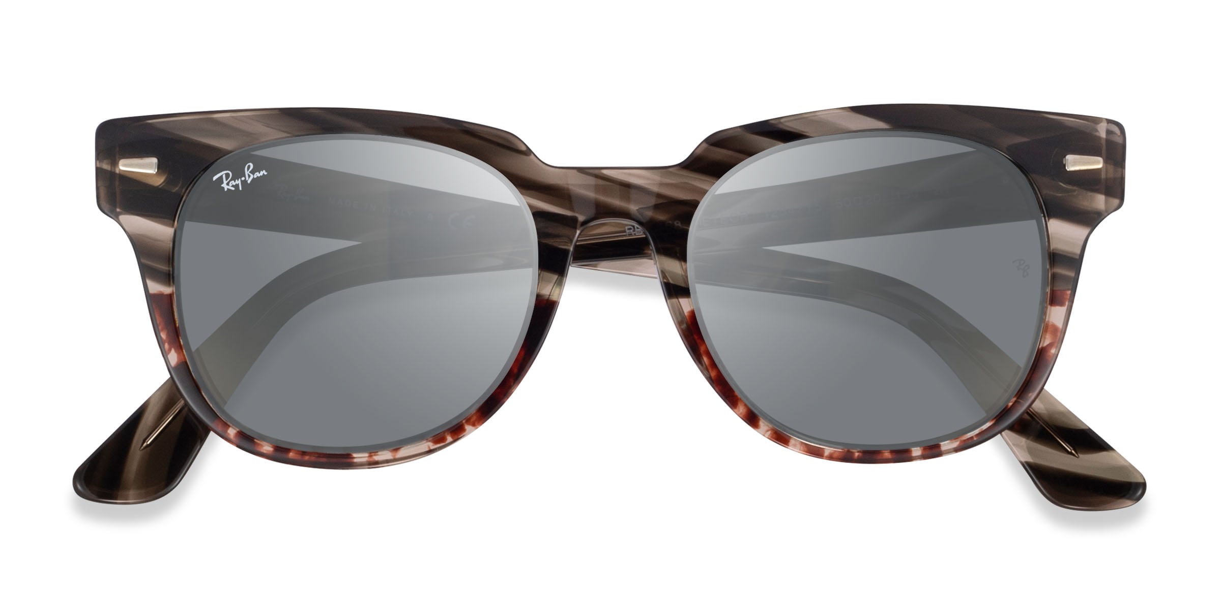 Ray-Ban RB2168 Meteor - Square Gray Brown Striped Frame Prescription Sunglasses