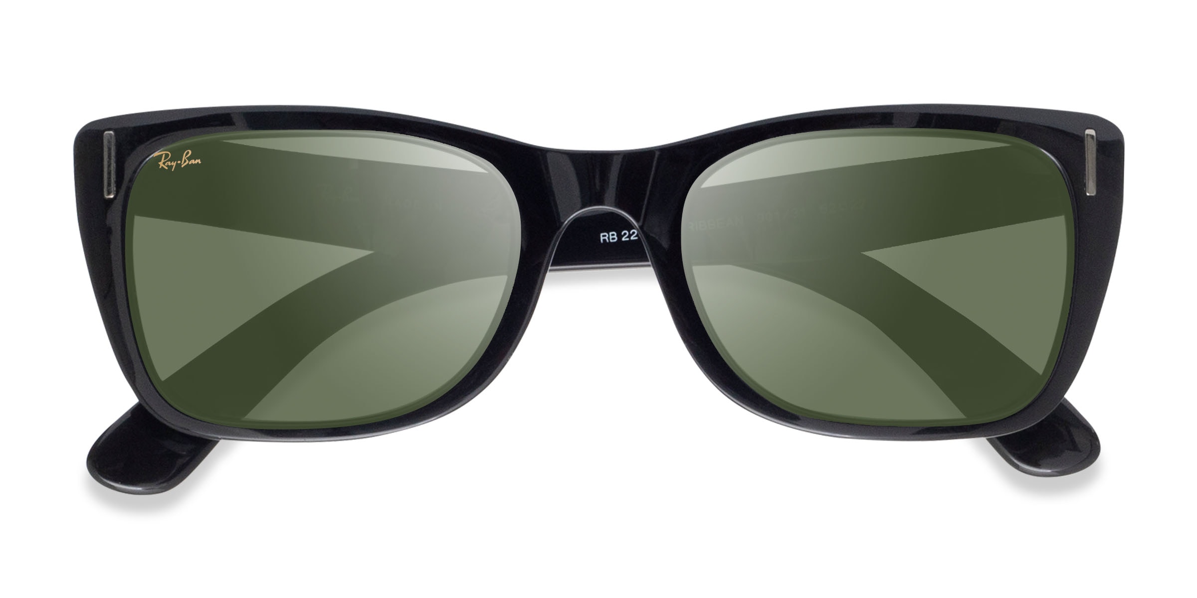 Ray-Ban Caribbean - Rectangle Shiny Black Frame Prescription Sunglasses