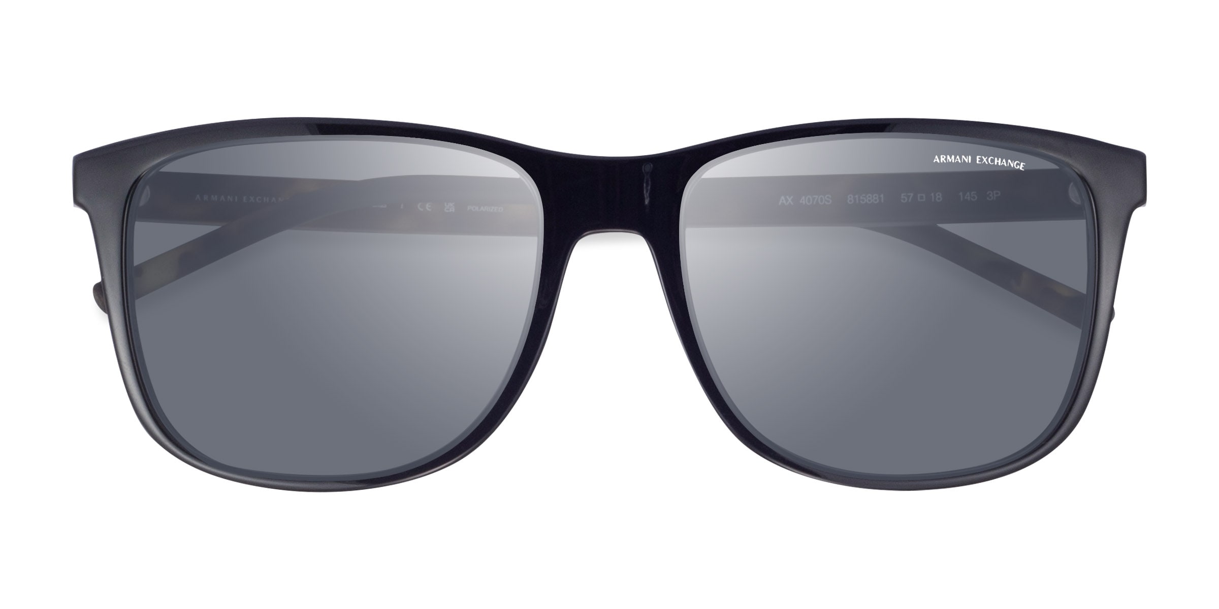 Armani Exchange AX4070S - Square Shiny Black Frame Prescription Sunglasses