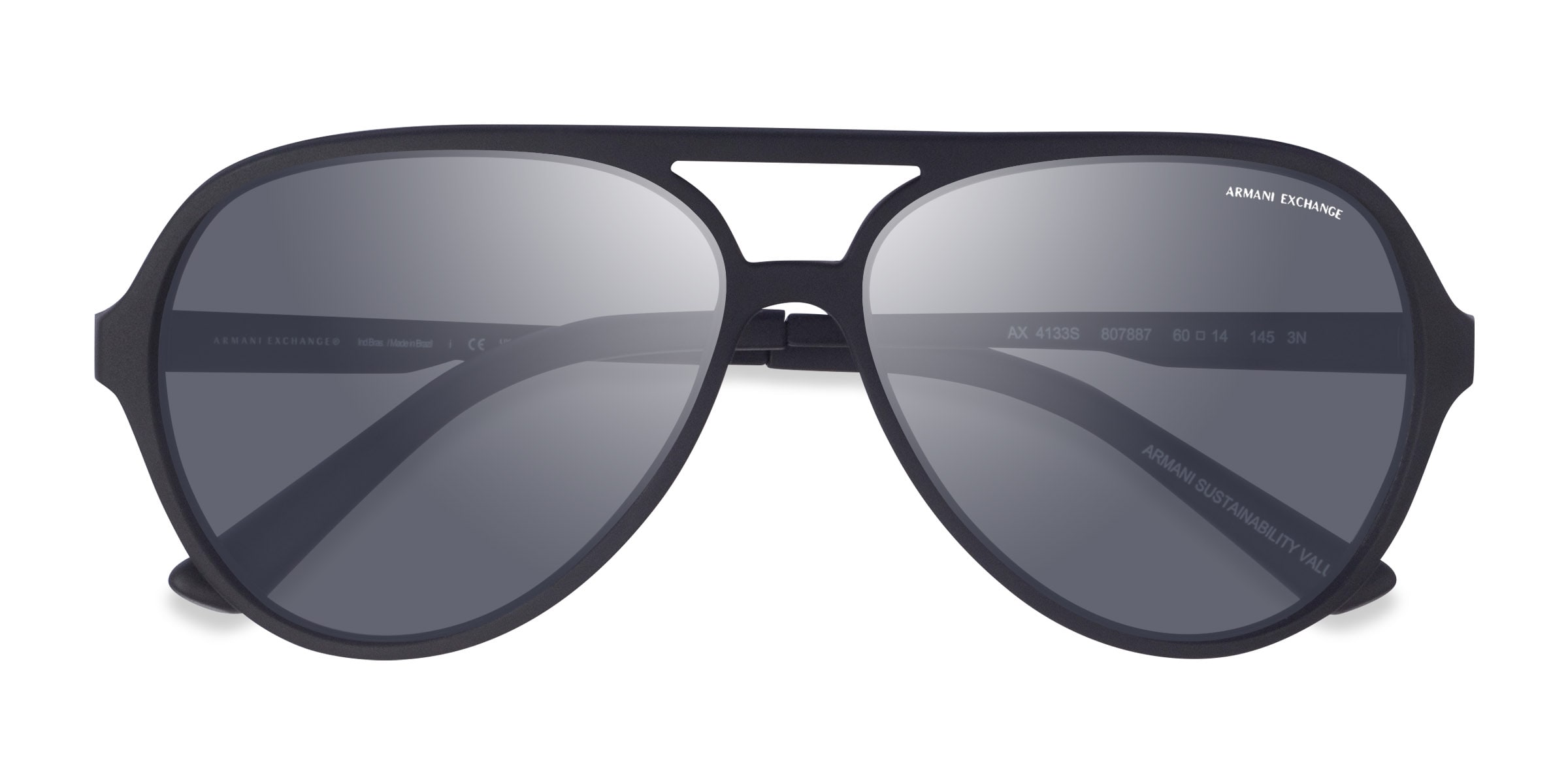 Armani Exchange AX4133S - Aviator Matte Black Frame Prescription Sunglasses