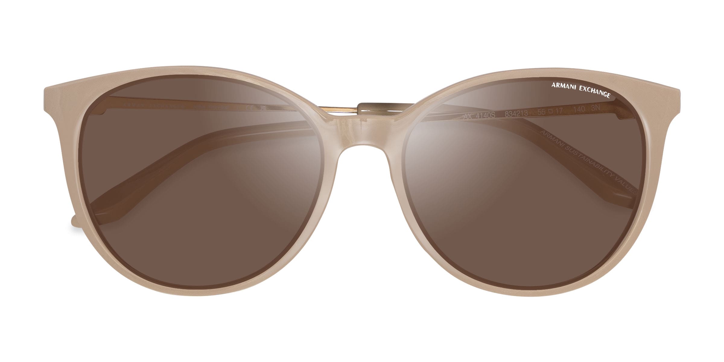 Armani Exchange AX4140S - Cat Eye Shiny Brown Frame Prescription Sunglasses