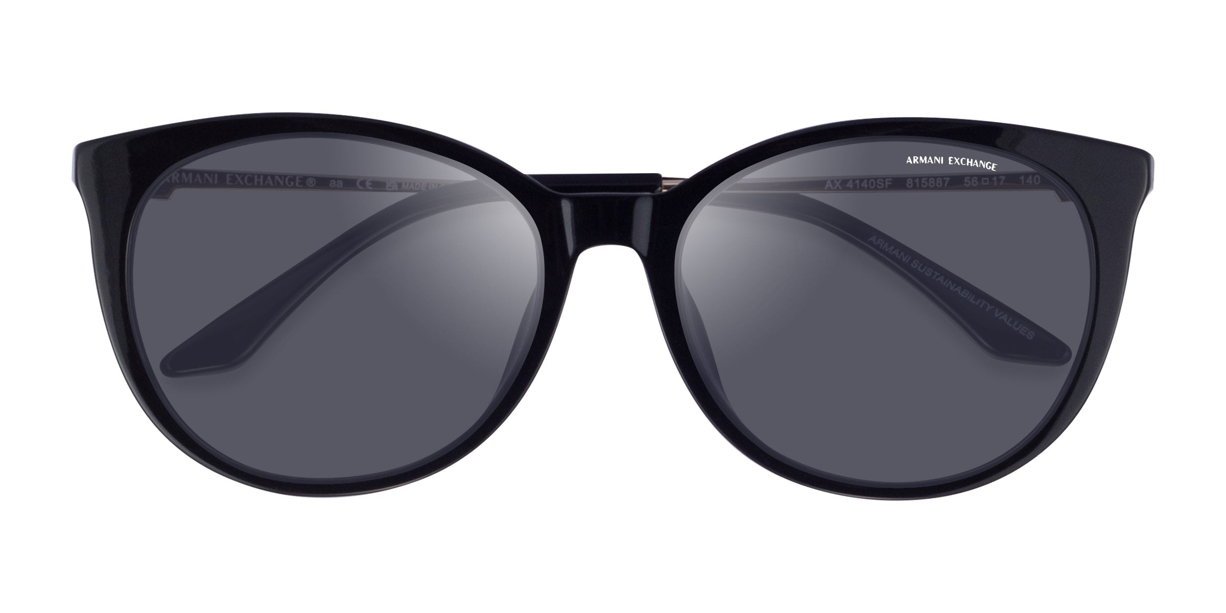 Armani Exchange AX4140SF - Cat Eye Shiny Black Frame Prescription Sunglasses