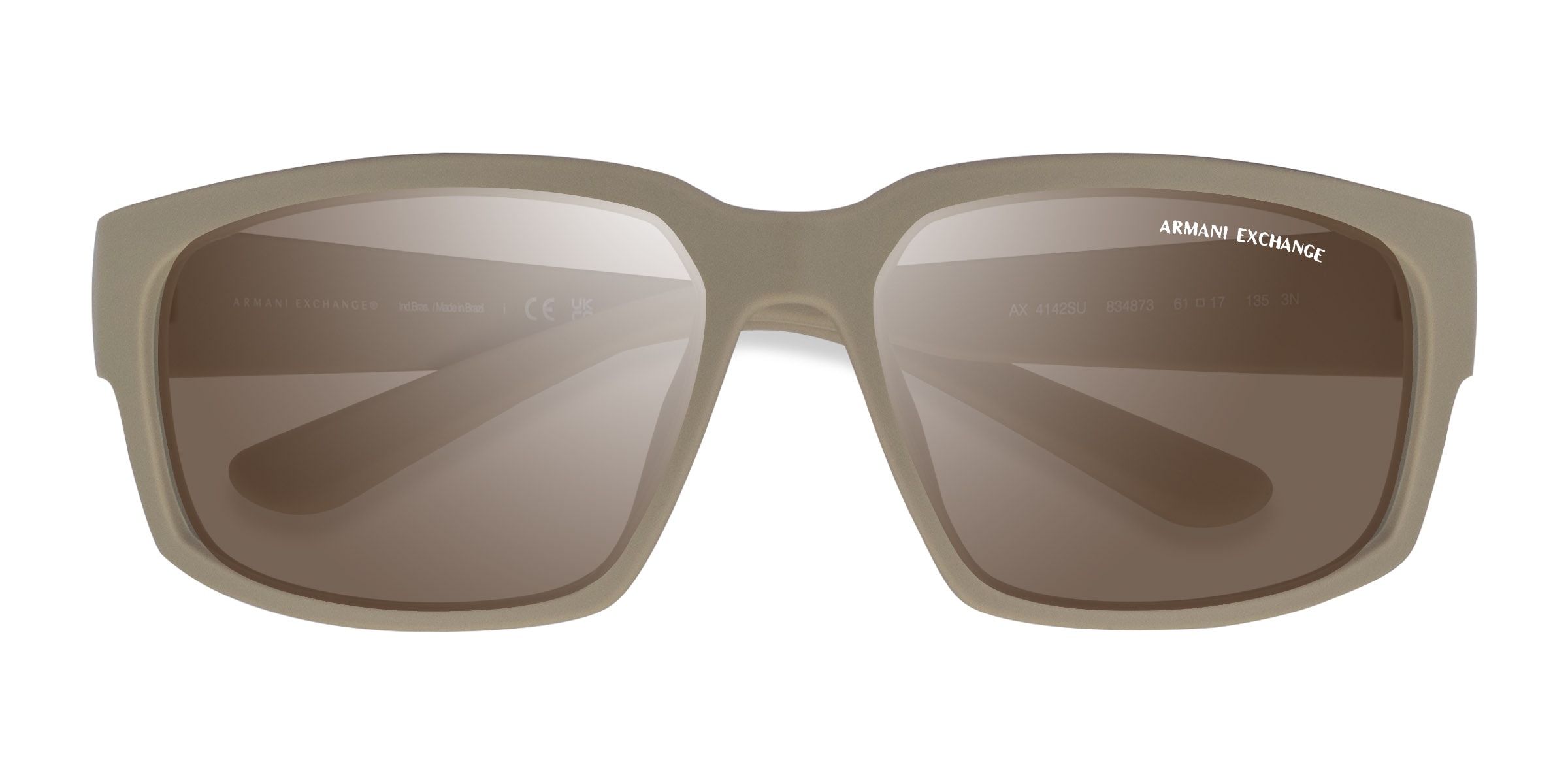 Armani Exchange AX4142SU - Square Matte Brown Frame Prescription Sunglasses