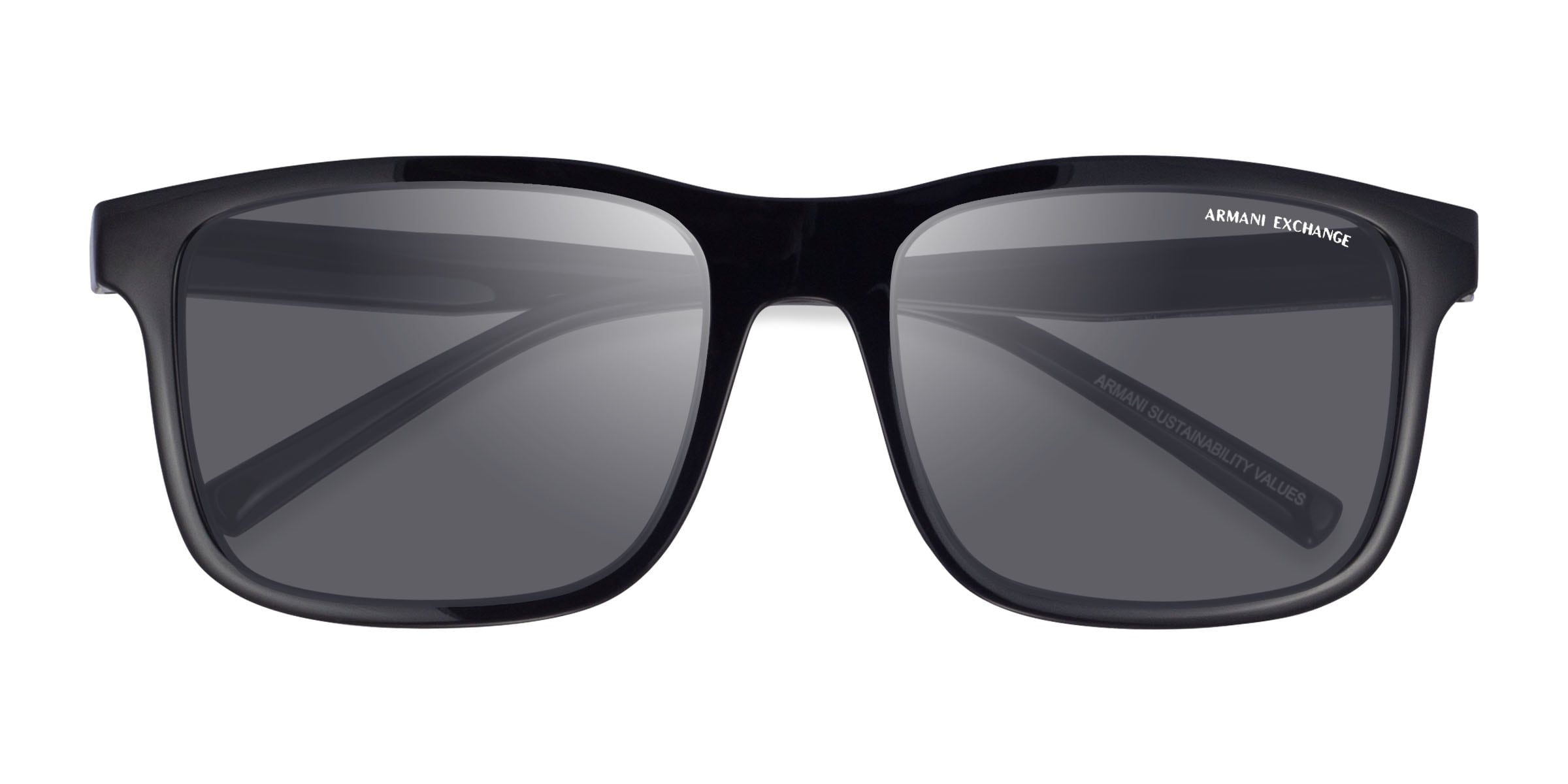 Armani Exchange AX4145S - Square Shiny Black Frame Prescription Sunglasses