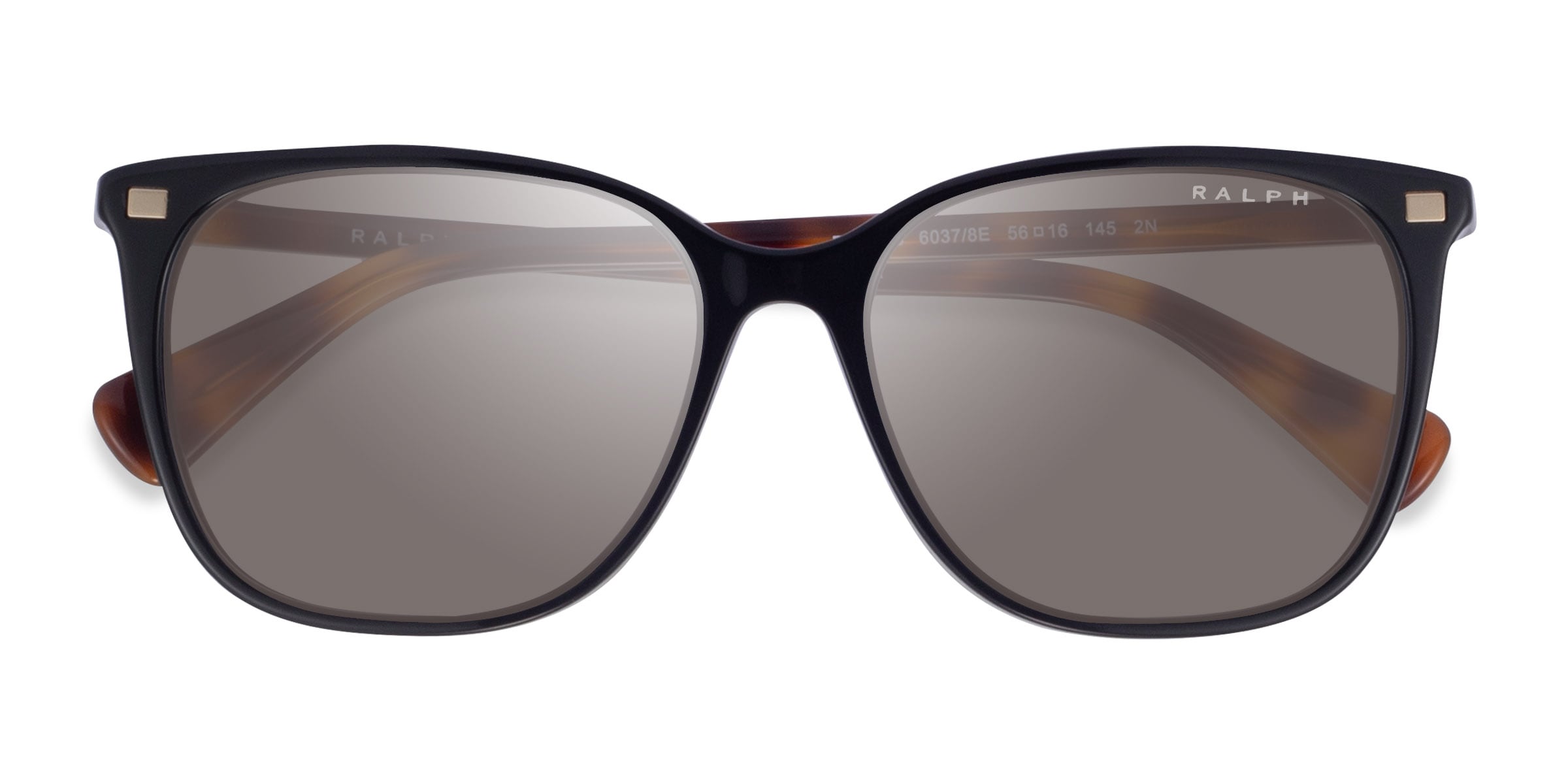 Ralph RA5293 - Square Shiny Black Frame Prescription Sunglasses