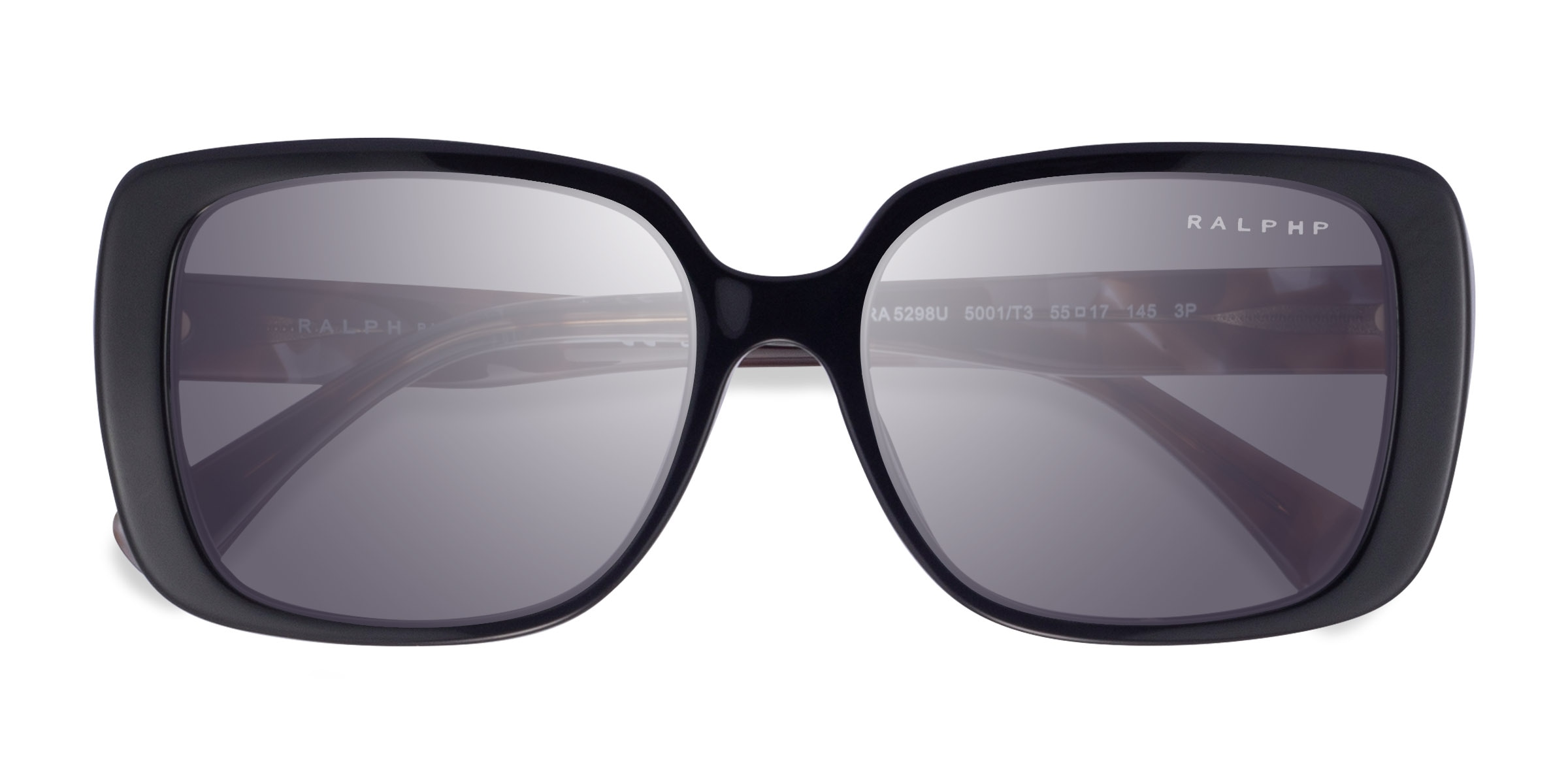 Ralph RA5298U - Square Shiny Black Frame Prescription Sunglasses