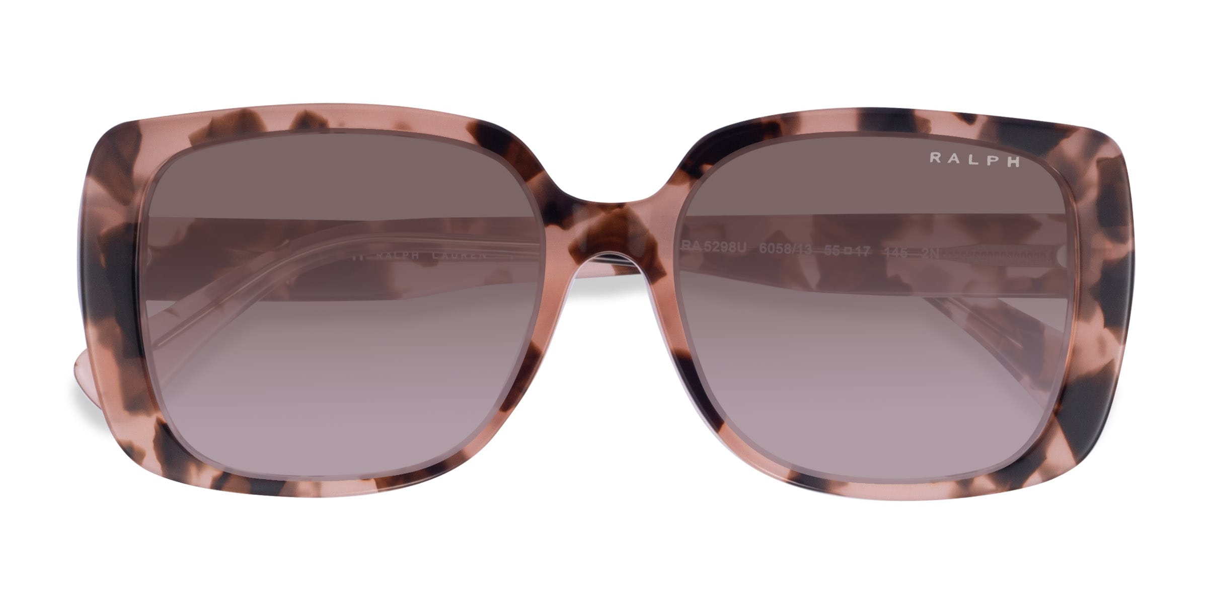 Ralph RA5298U - Square Shiny Ivory Tortoise Frame Sunglasses For Women