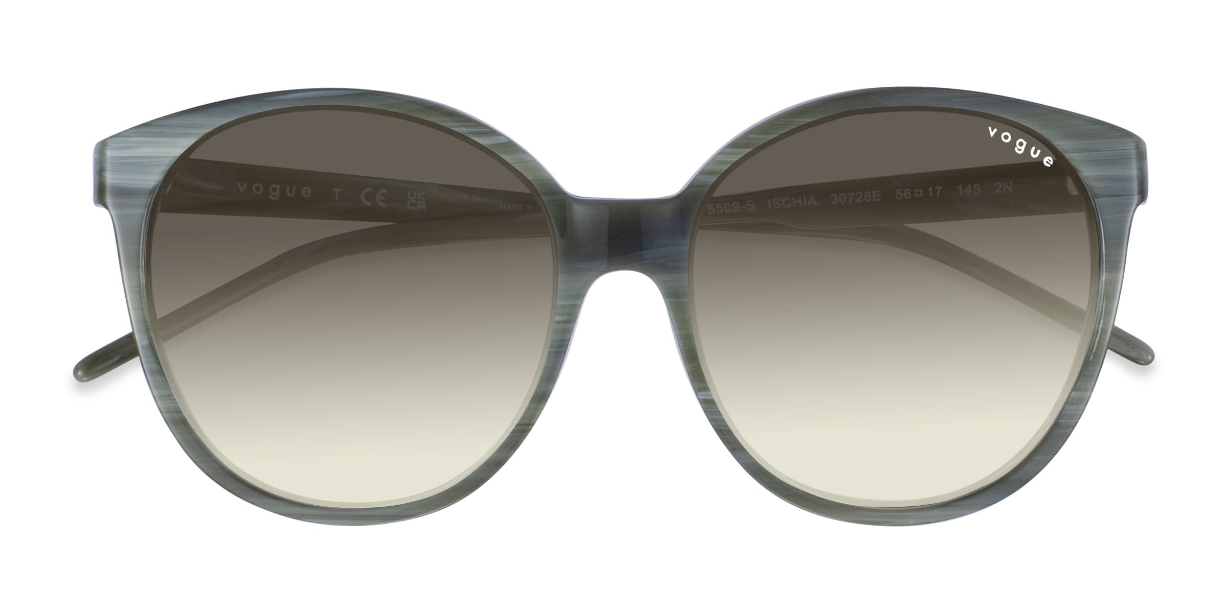 Vogue Eyewear VO5509S Ischia - Round Striped Green Frame Prescription Sunglasses