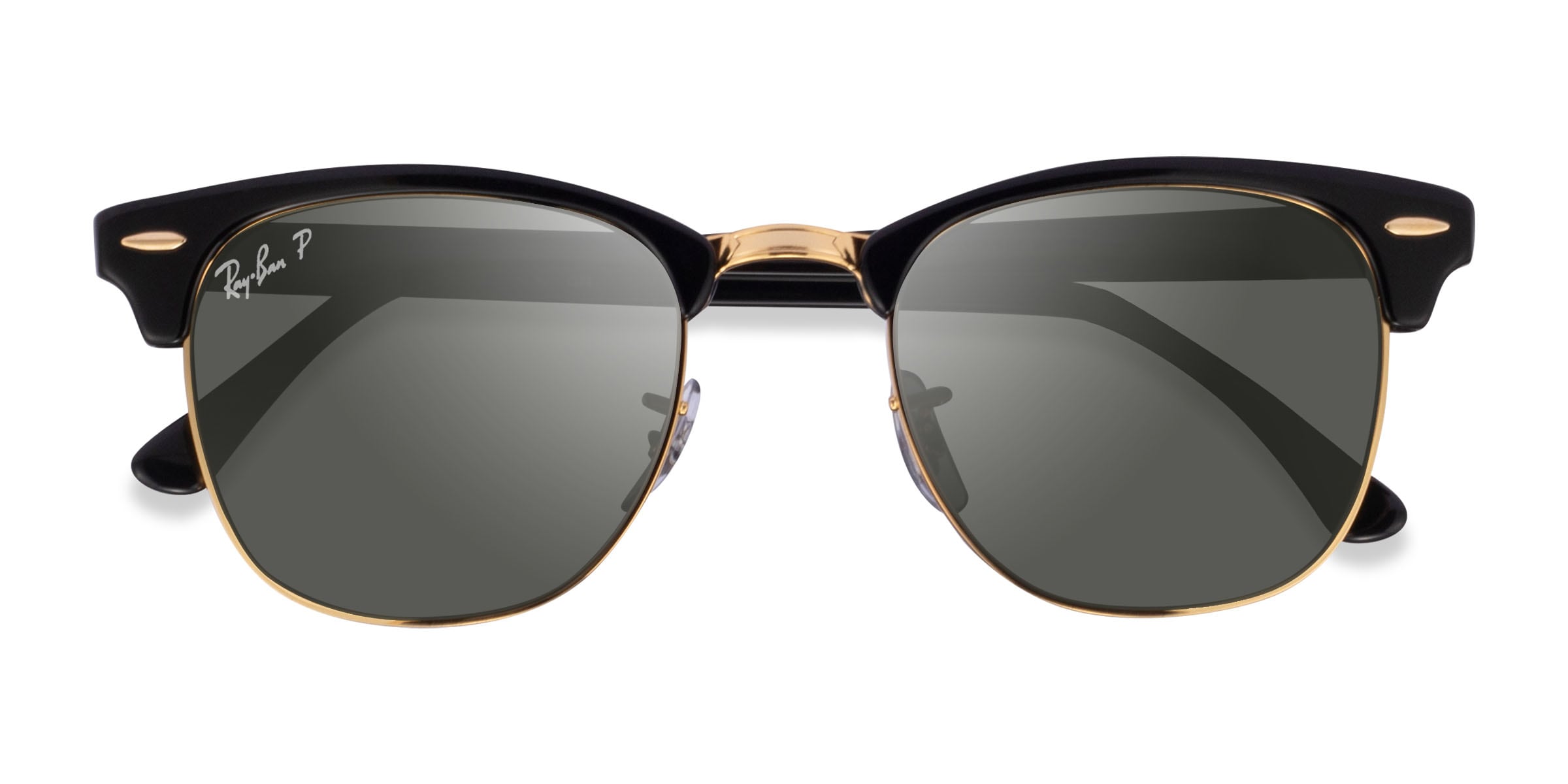 Ray-Ban RB3016 Clubmaster - Browline Black Gold Frame Prescription Sunglasses