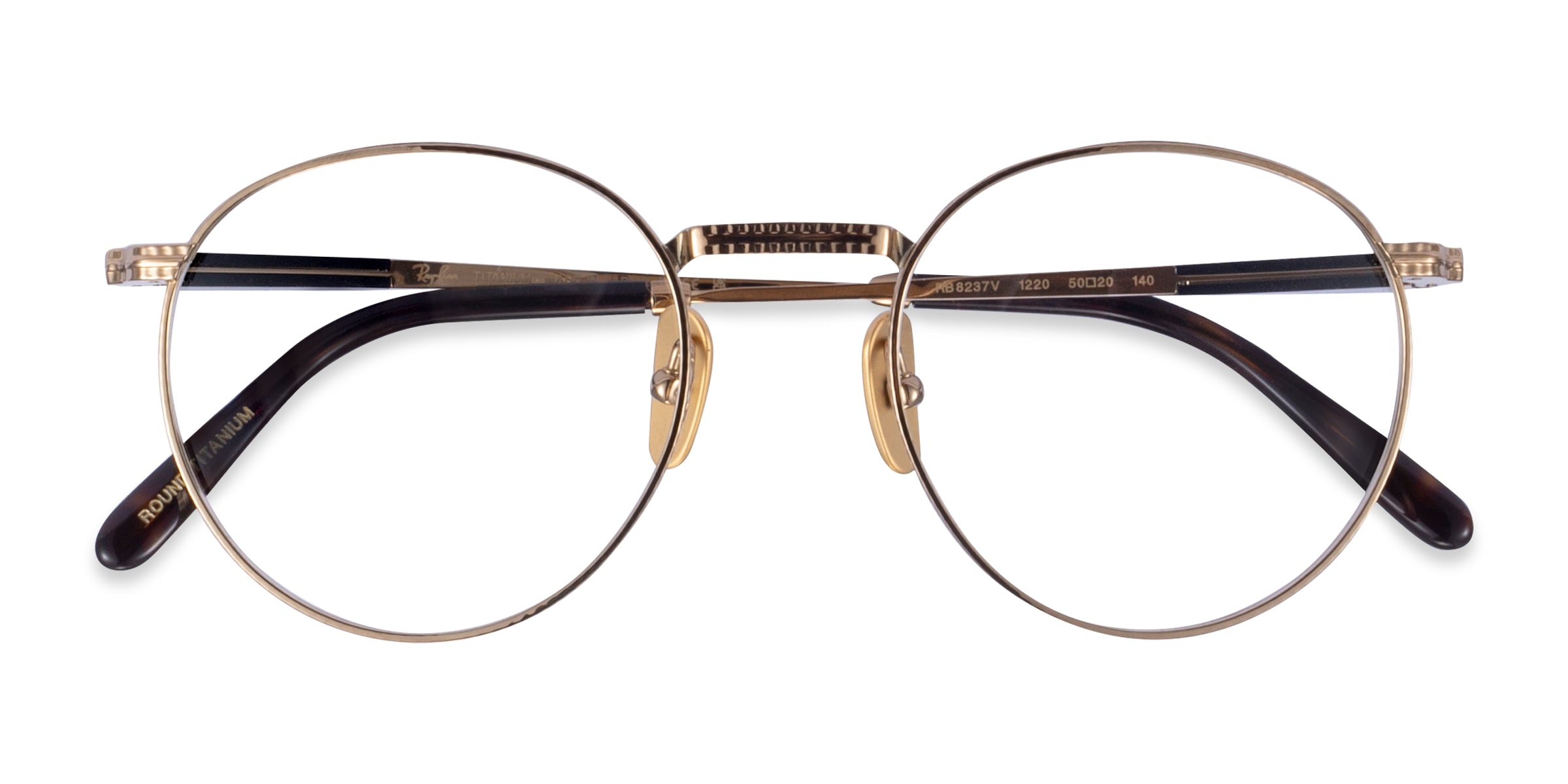Ray-Ban RB8237V - Round Shiny Gold Frame Eyeglasses