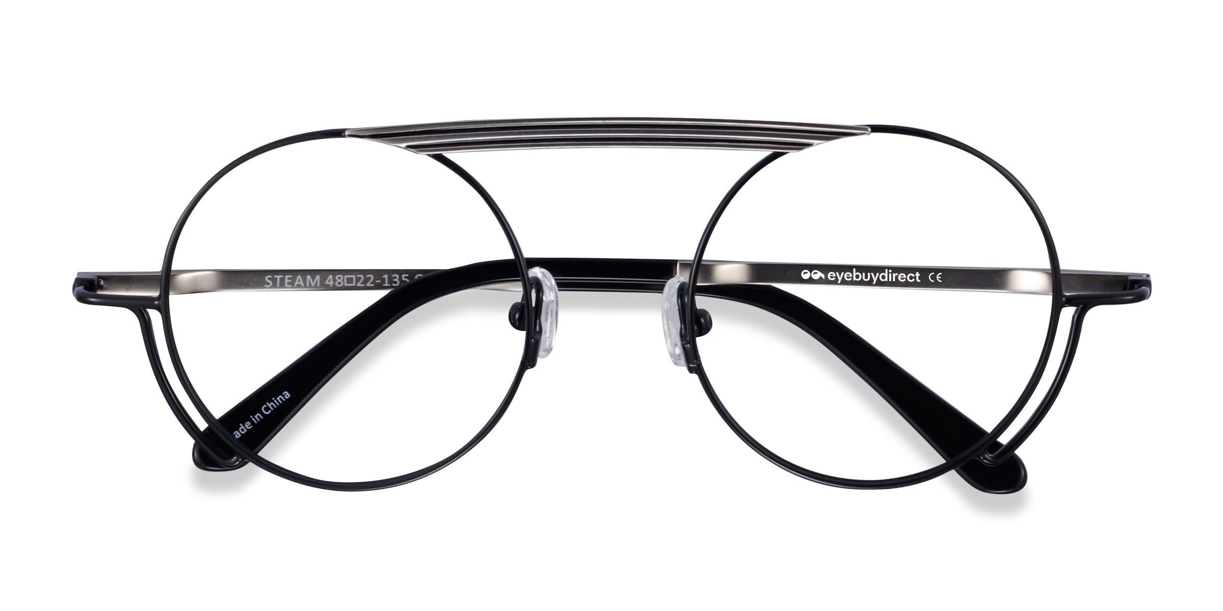 Steam Round Black Silver Glasses for Women