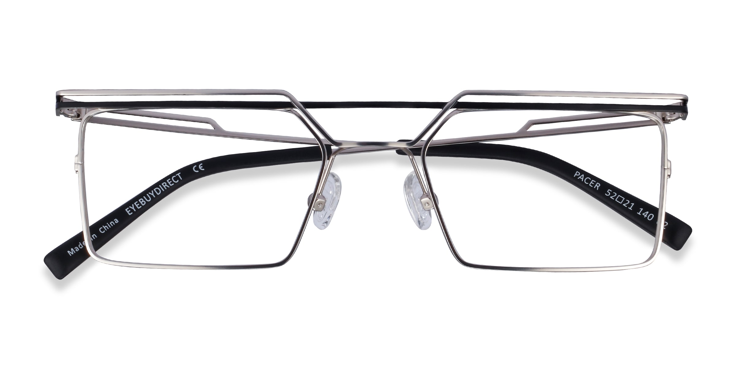 Pacer Rectangle Silver Black Glasses for Men