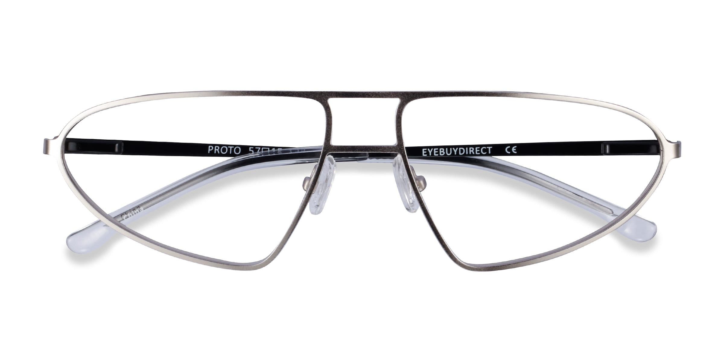 Proto Geometric Silver Black Glasses for Women