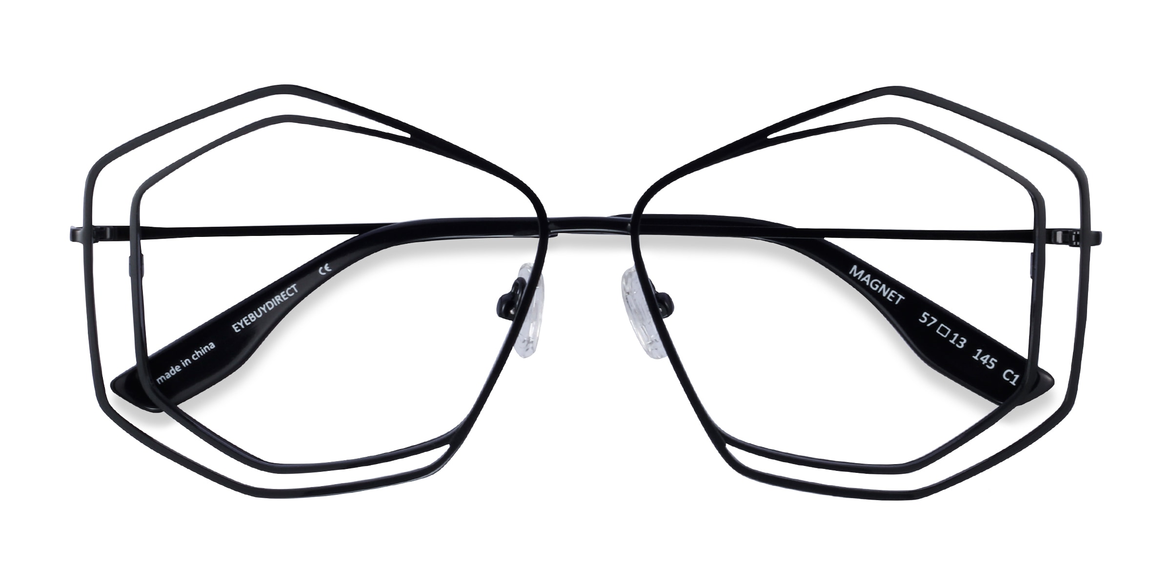 Magnet Geometric Shiny Black Glasses for Women