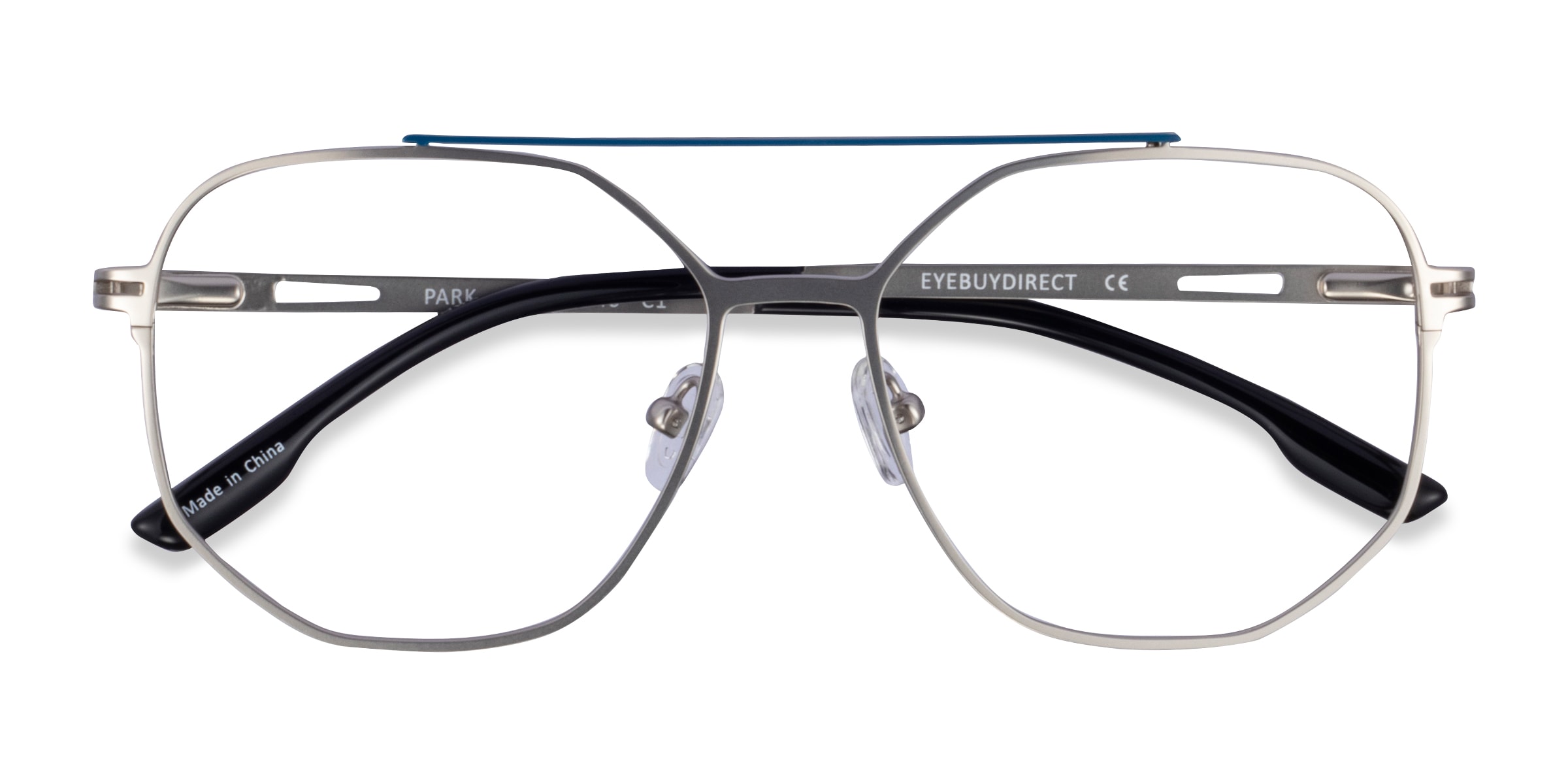 Park Aviator Silver Black Full Rim Eyeglasses