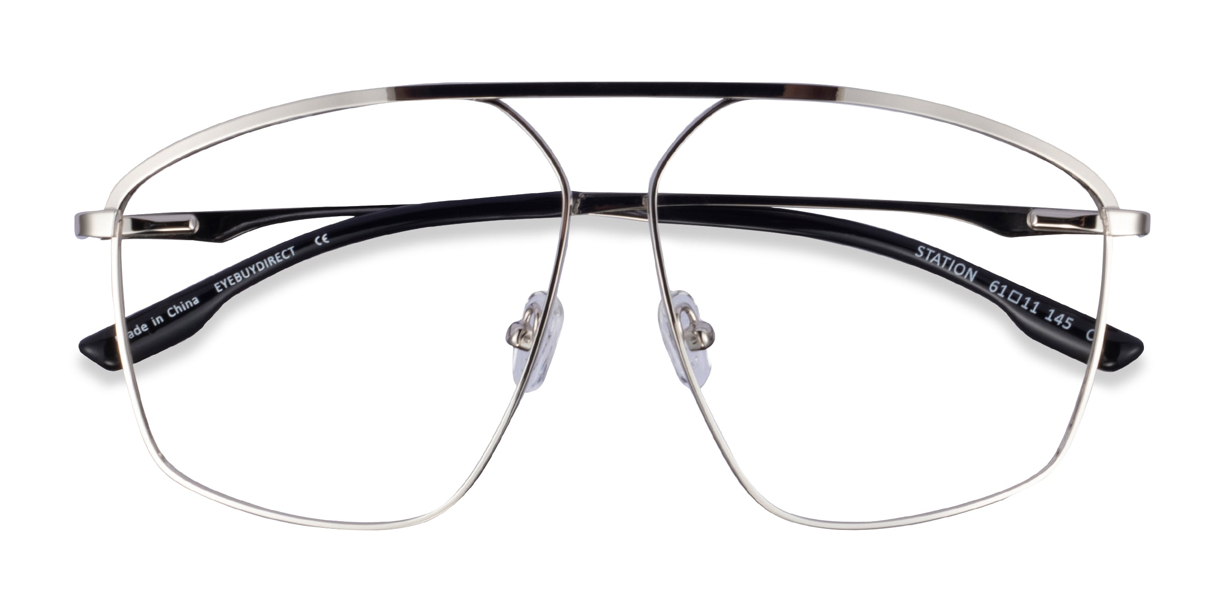 Station Aviator Silver Full Rim Eyeglasses