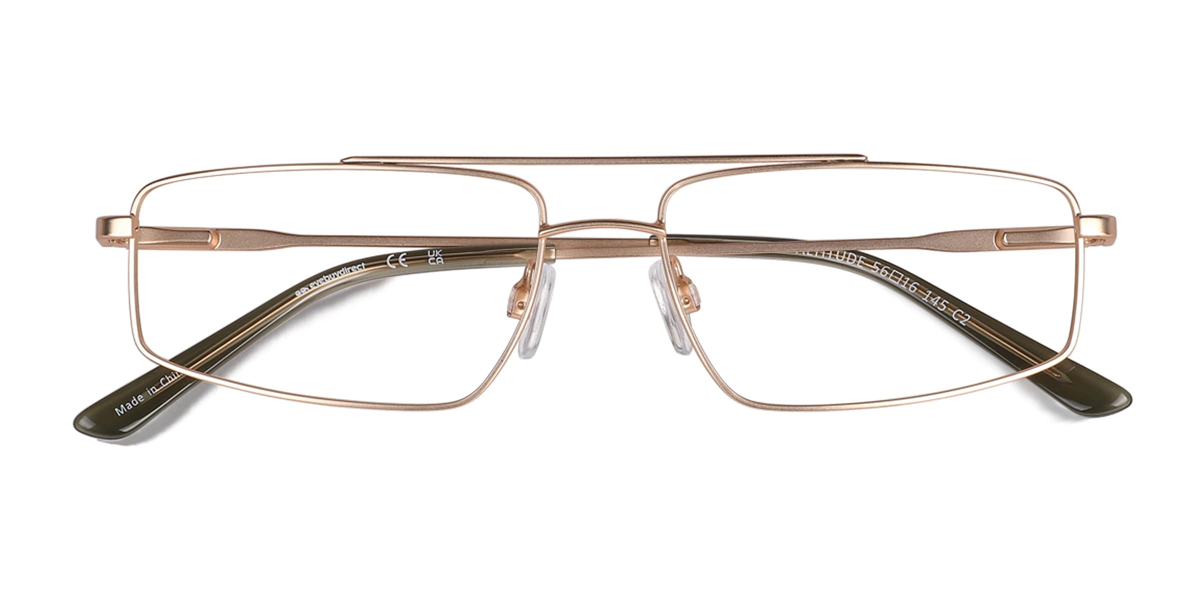 Altitude Aviator Satin Gold Full Rim Eyeglasses