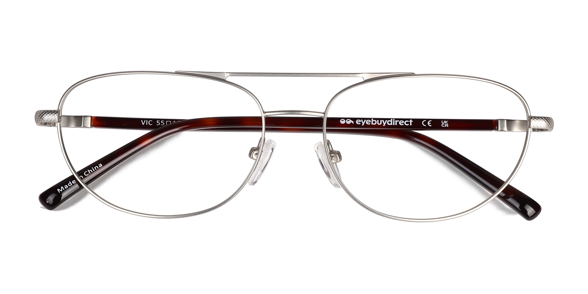 Vic Aviator Matt Silver Tortoise Full Rim Eyeglasses