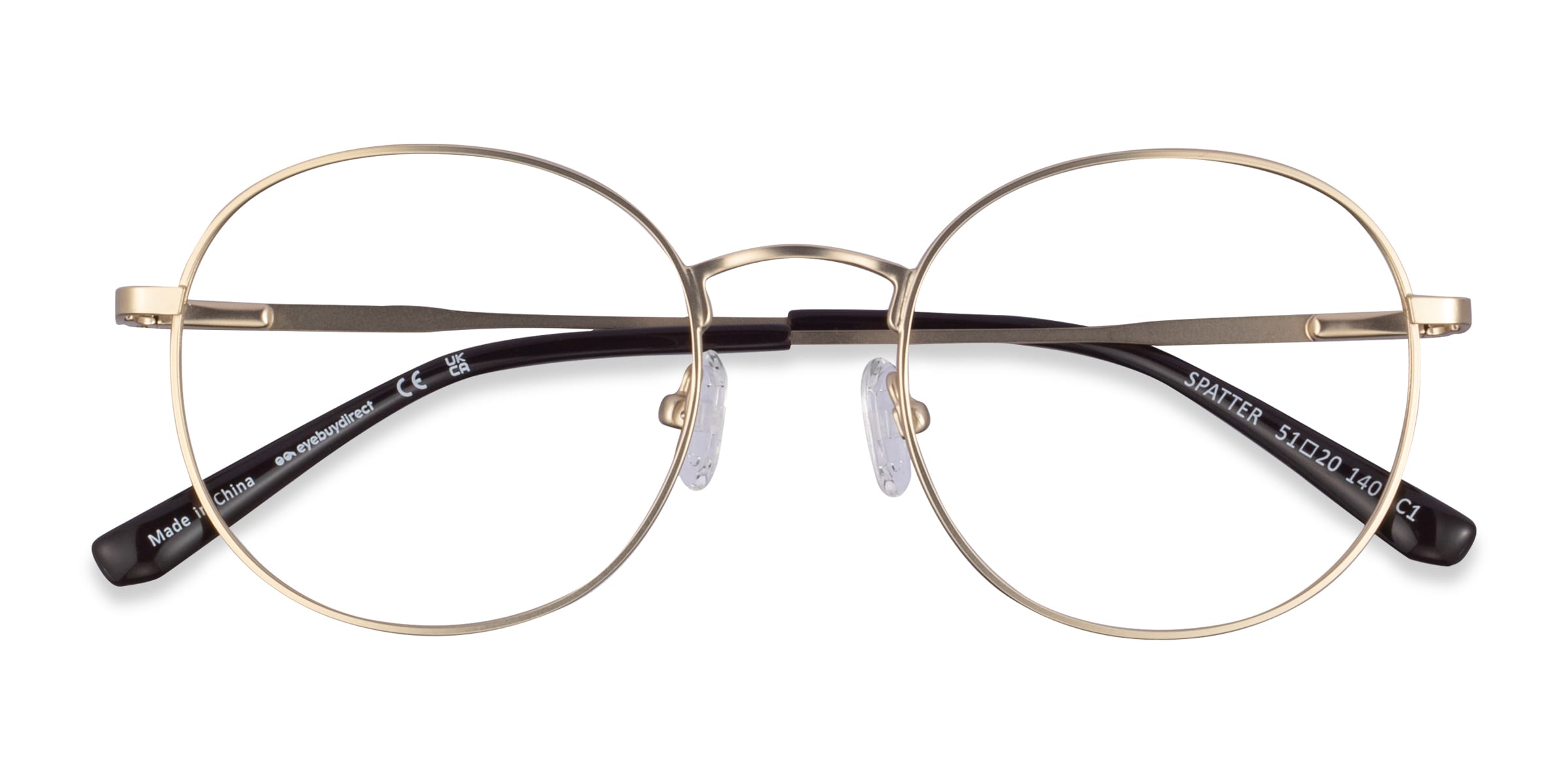 Spatter Round Matte Gold Full Rim Eyeglasses