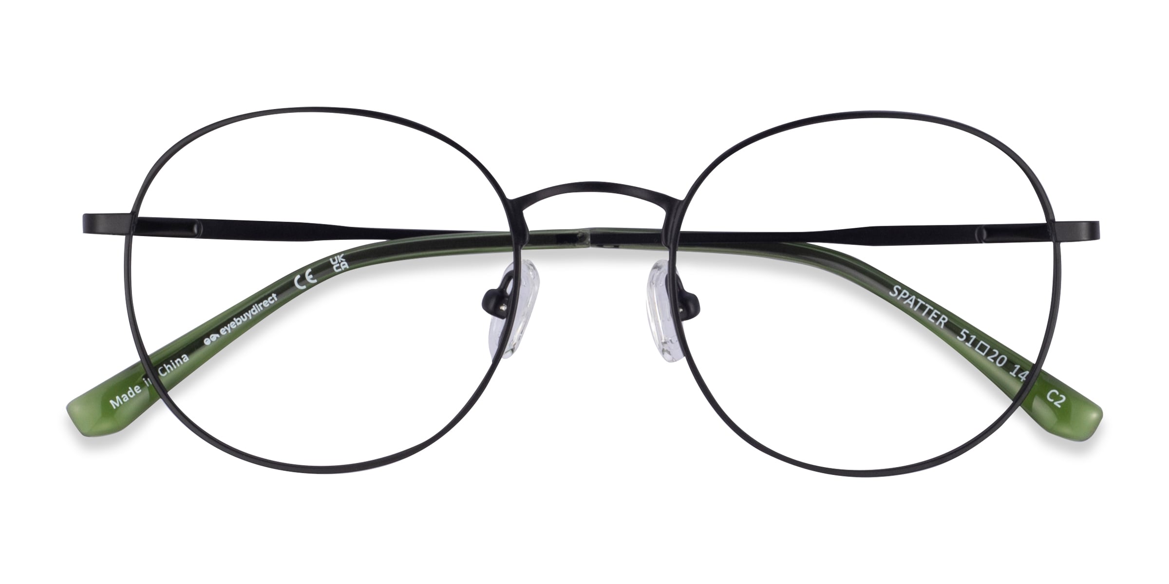 Spatter Round Matte Black Full Rim Eyeglasses