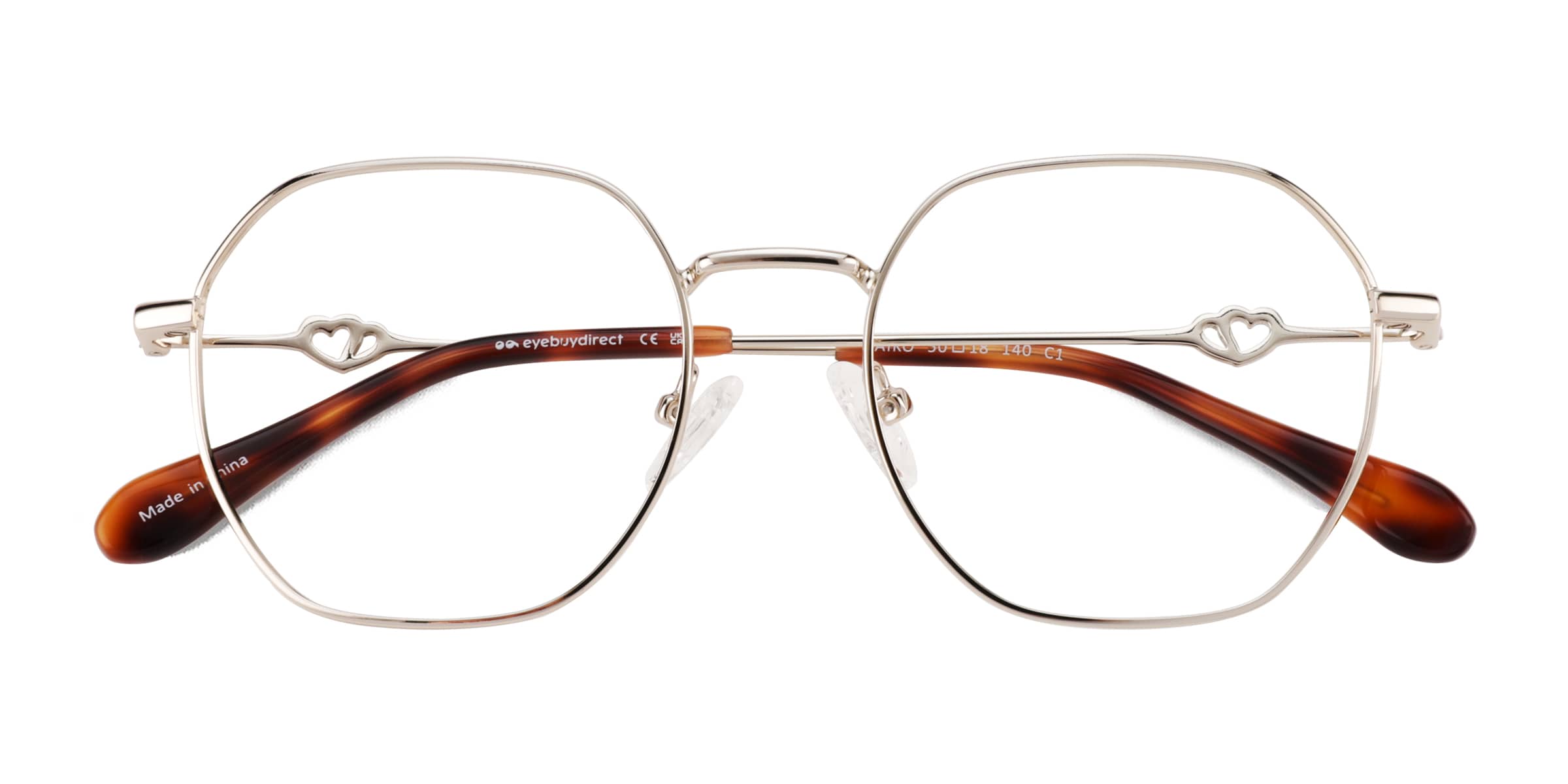 Aiko Geometric Shiny Gold Full Rim Eyeglasses