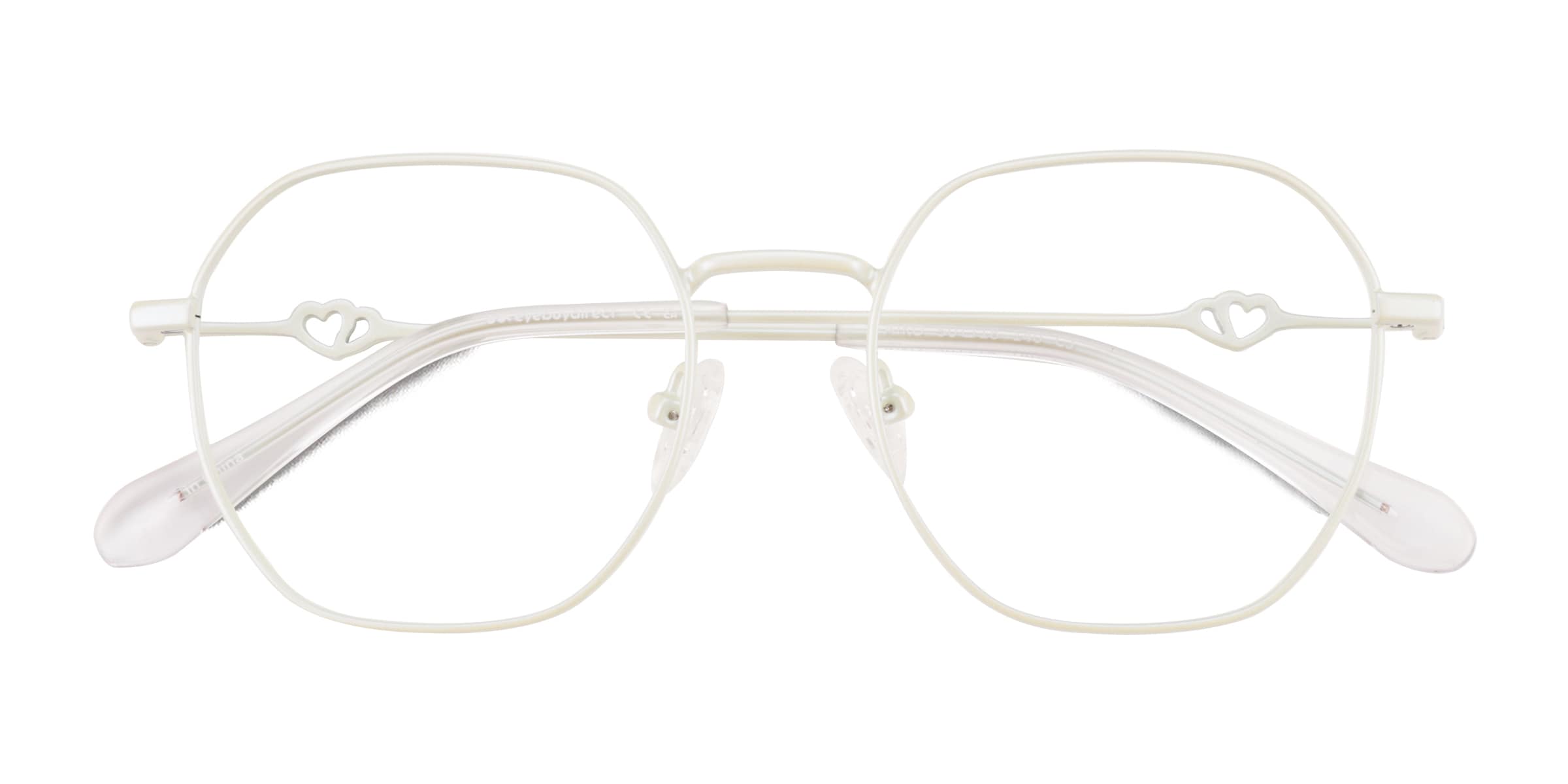 Aiko Geometric Pearly White Full Rim Eyeglasses