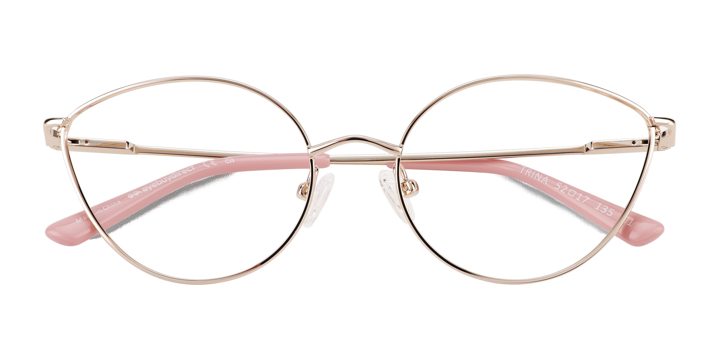 Trina Cat Eye Shiny Rose Gold Glasses for Women