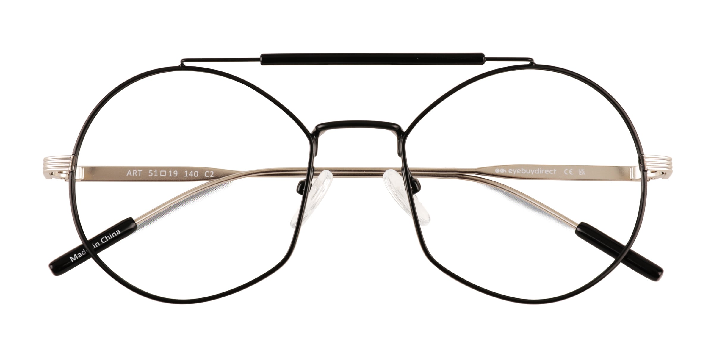Art Aviator Silver Black Glasses for Men