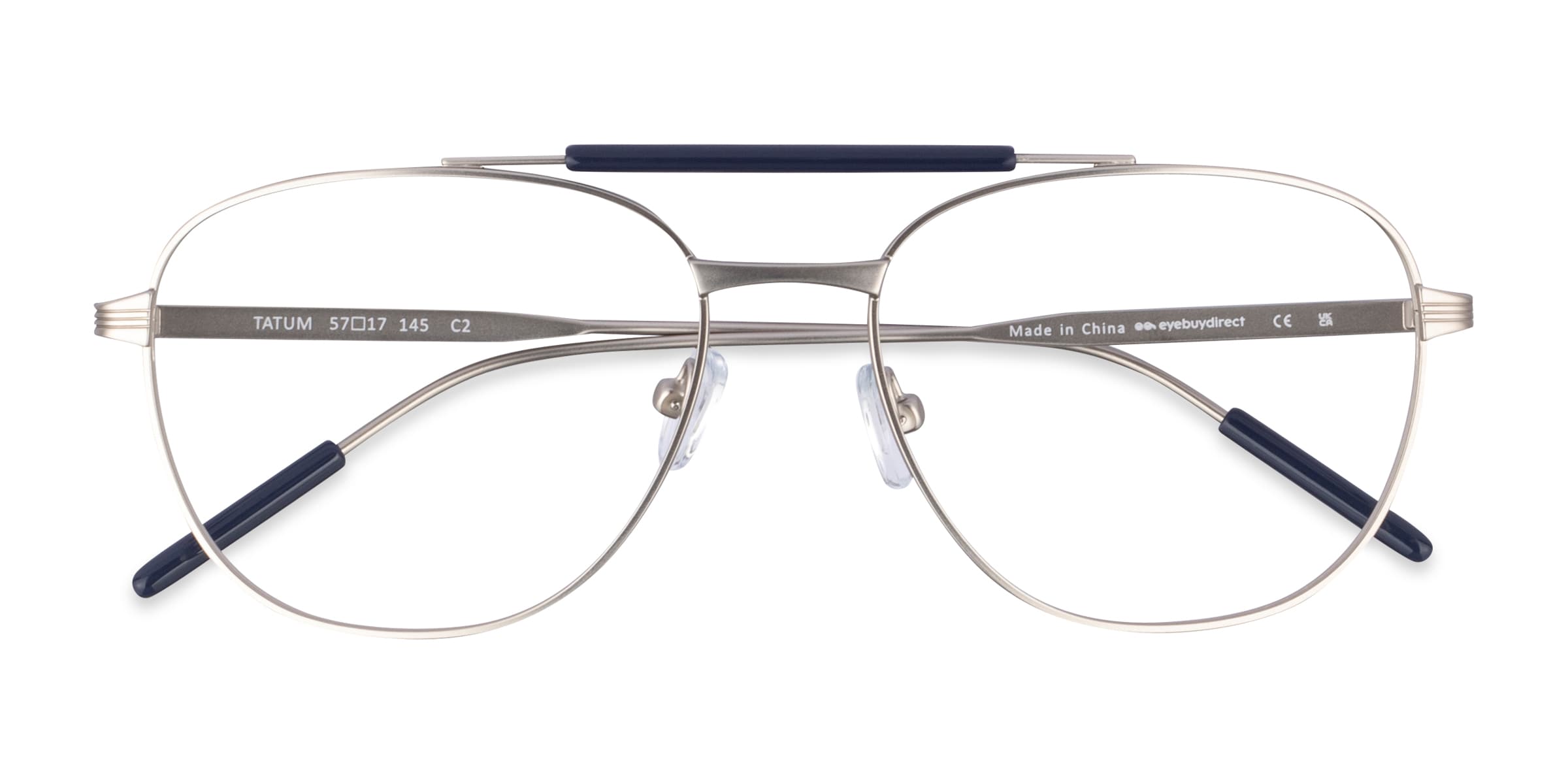 Tatum Aviator Navy Matte Silver Full Rim Eyeglasses