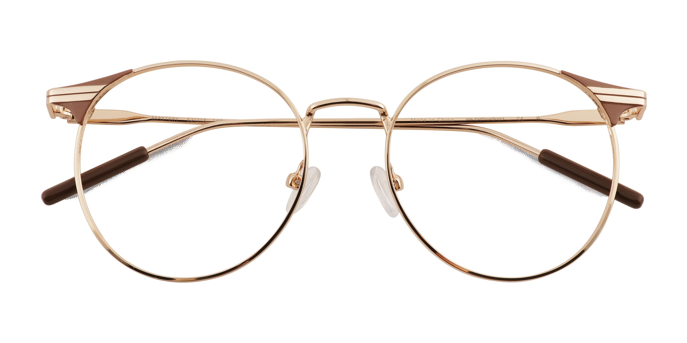 Mastery Round Gold Brown Full Rim Eyeglasses