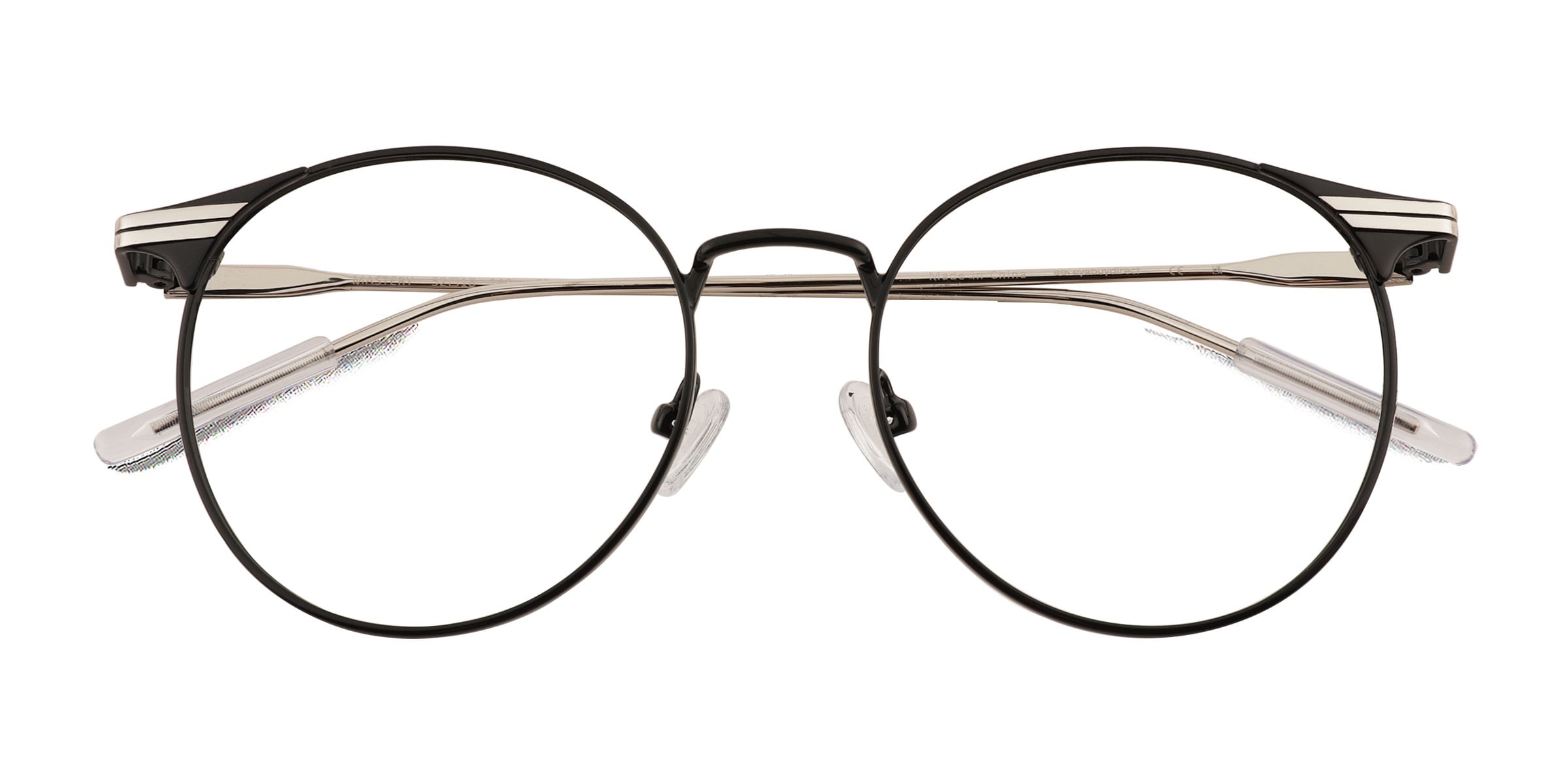 Mastery Round Black Silver Full Rim Eyeglasses
