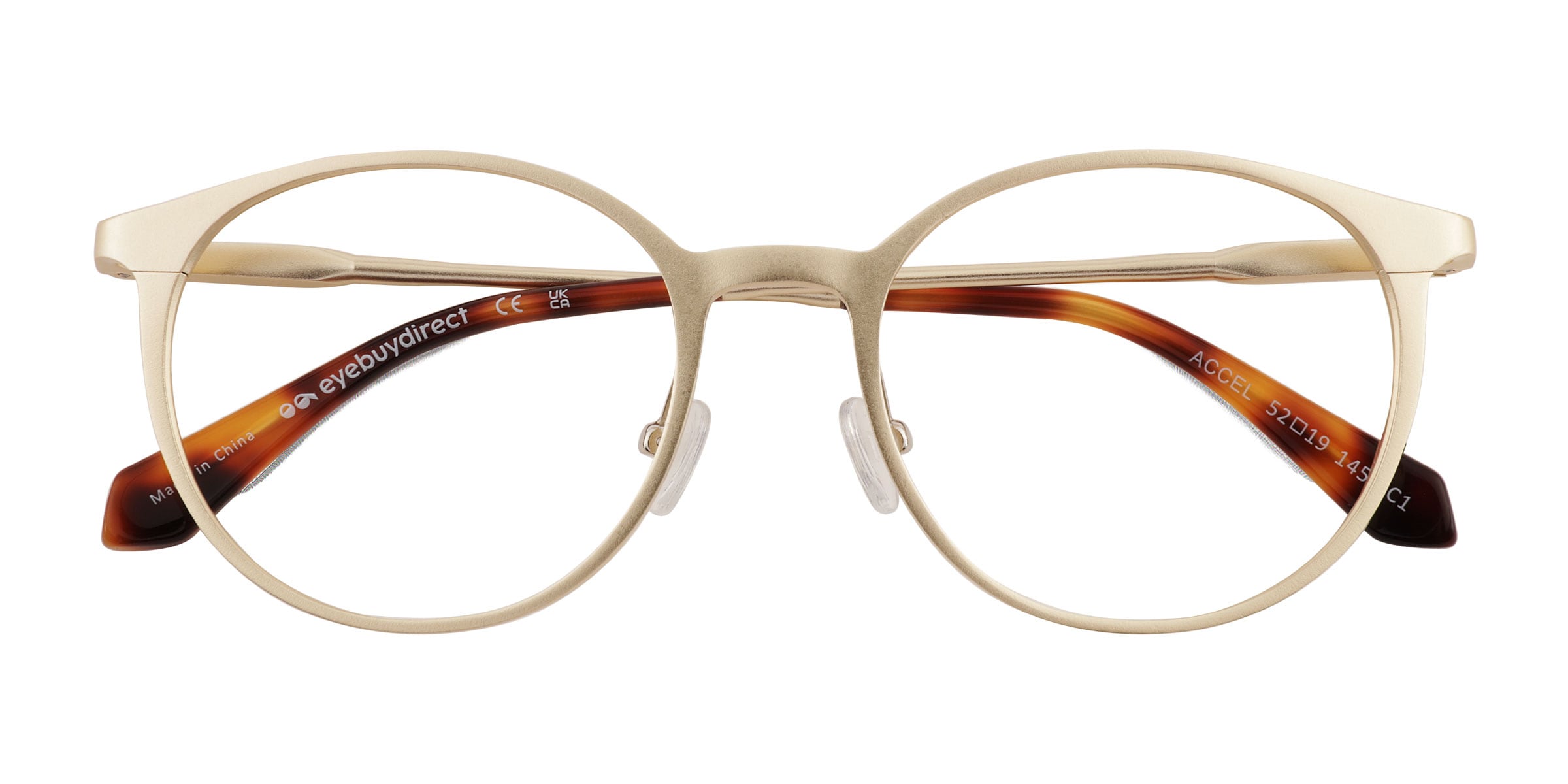 Accel Round Matte Gold Full Rim Eyeglasses