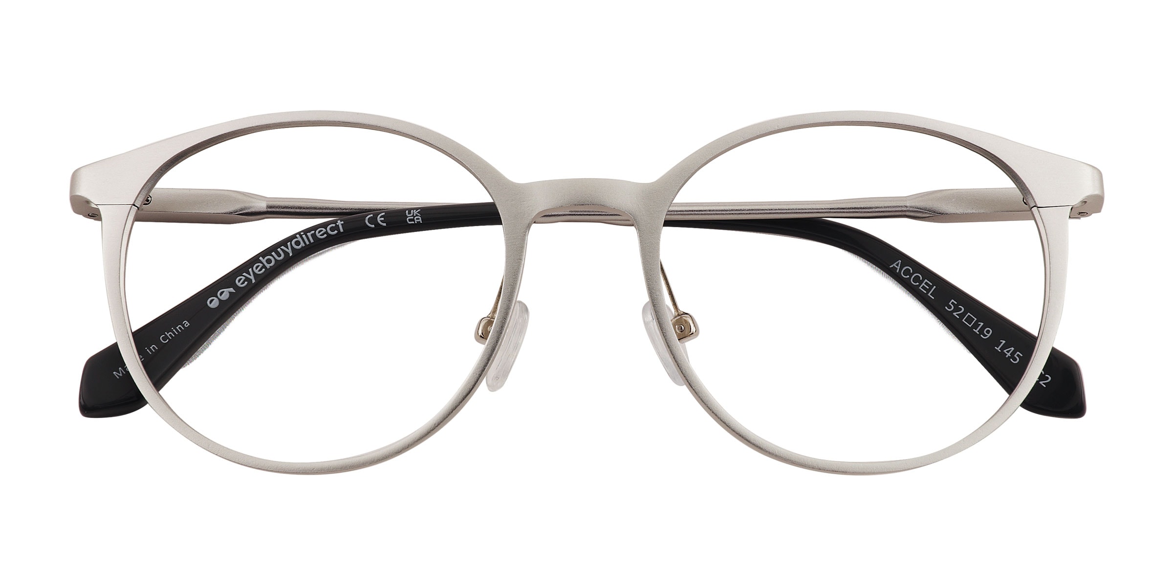 Accel Round Matte Silver Full Rim Eyeglasses