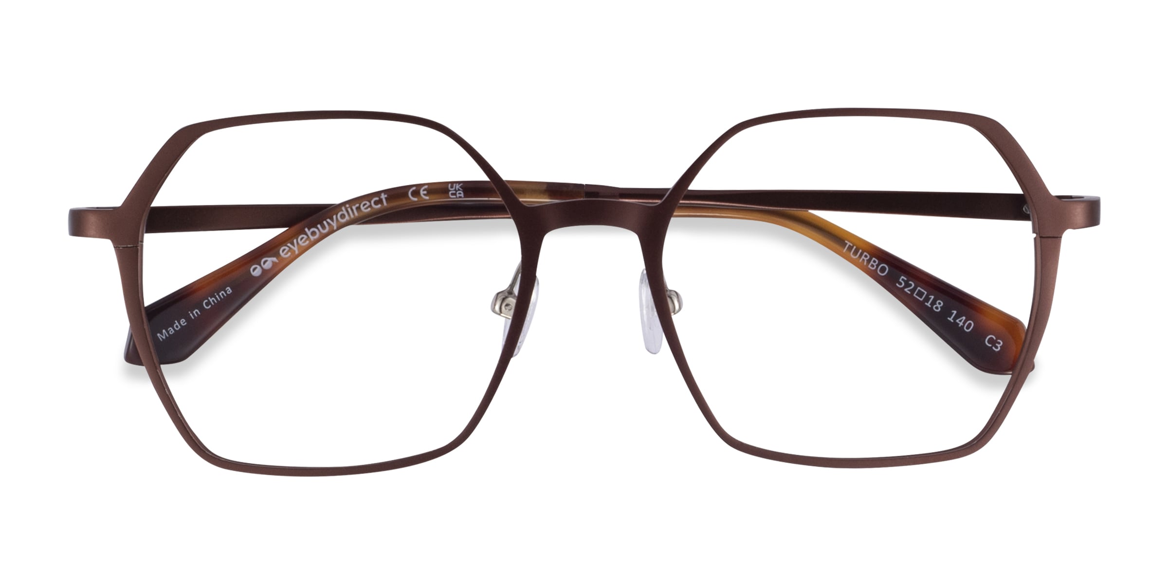 Turbo Geometric Matte Brown Full Rim Eyeglasses