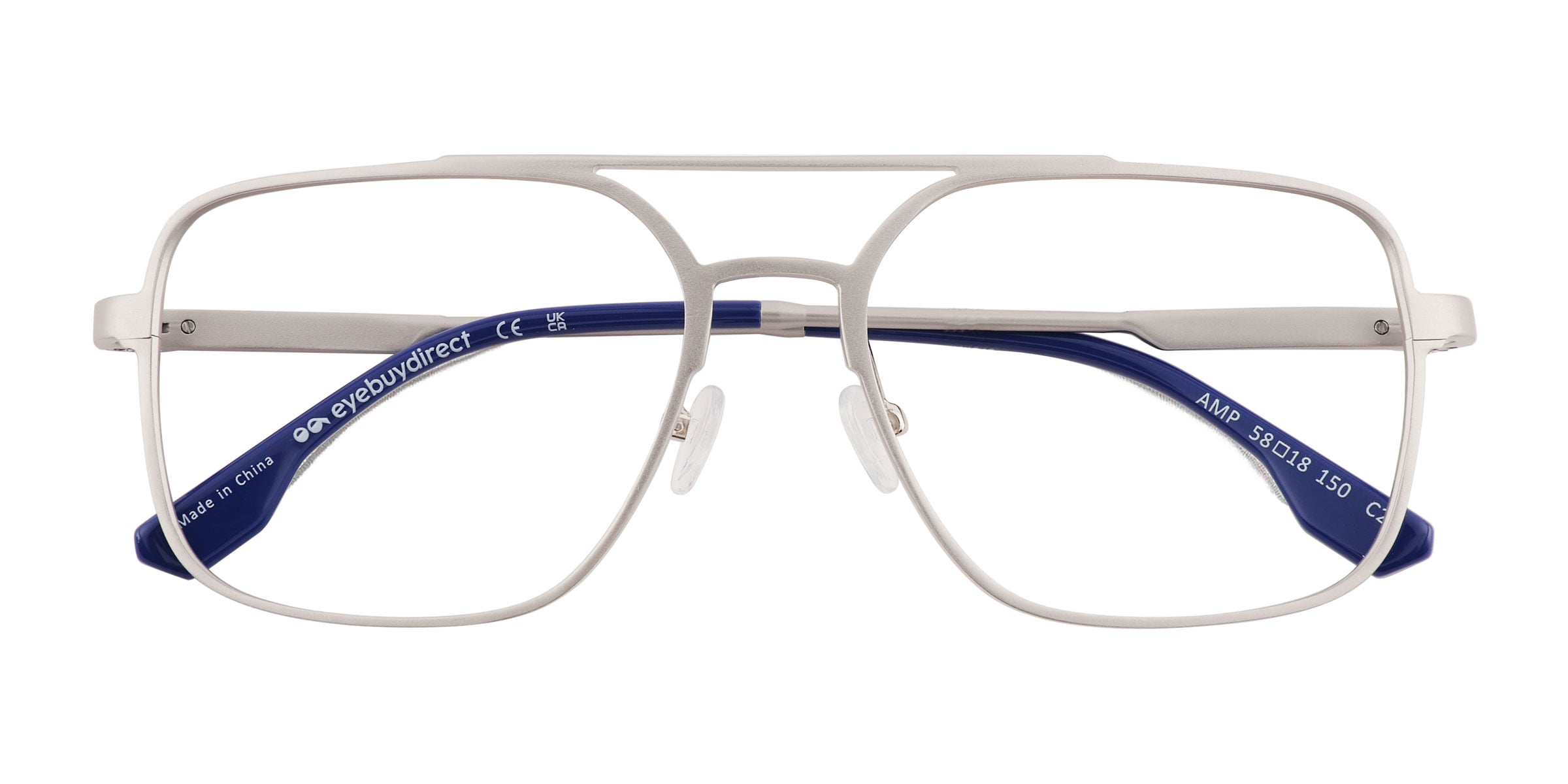 Amp Aviator Matte Silver Glasses for Men