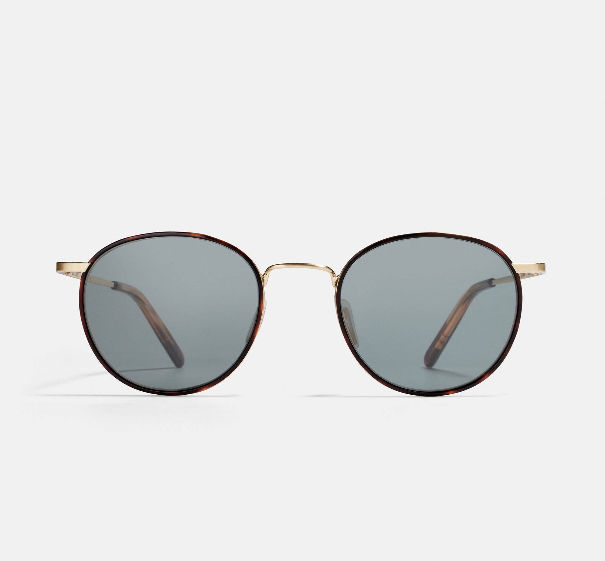 Neil Large Windsor Rim Tigerwood | Round Metal Sunglasses