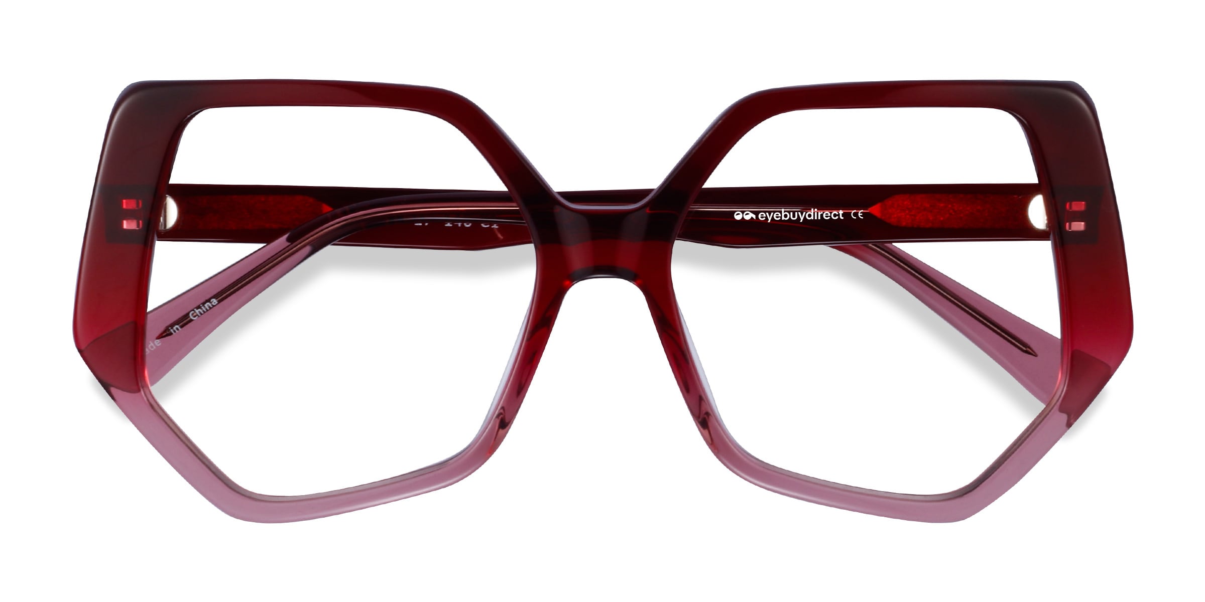 Feliz Geometric Burgundy Clear Glasses for Women