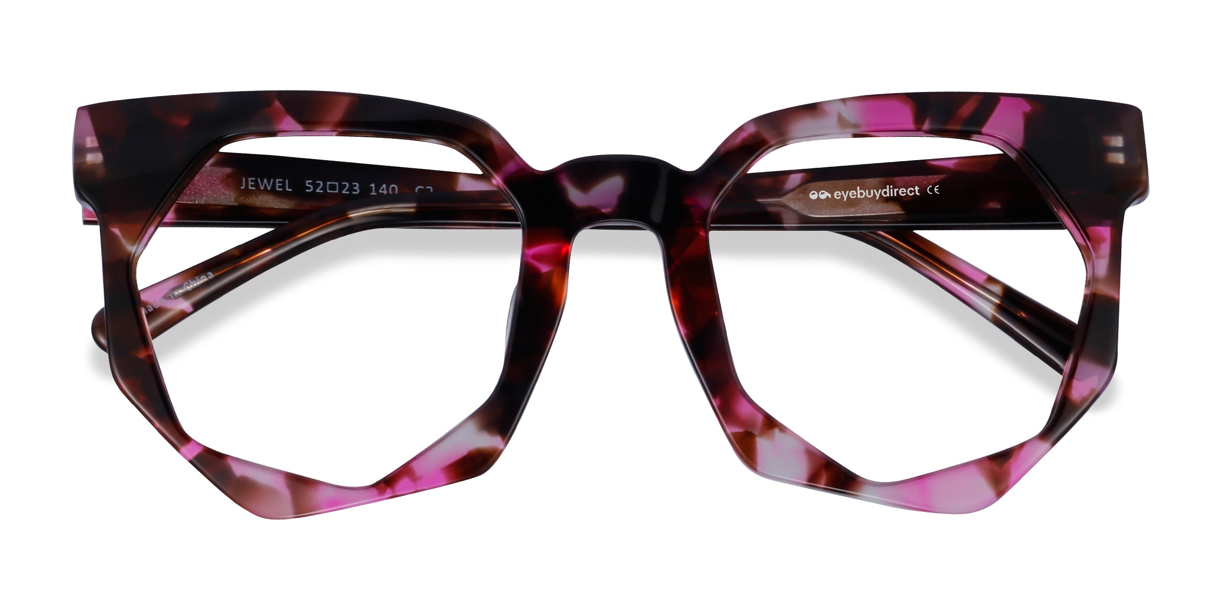 Jewel Geometric Pink Tortoise Glasses for Women