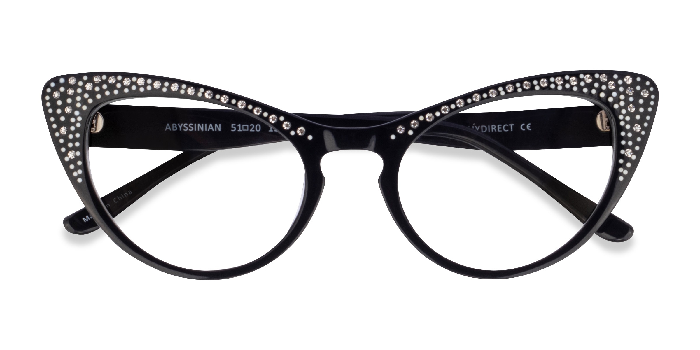 Abyssinian Cat Eye Black Glasses for Women