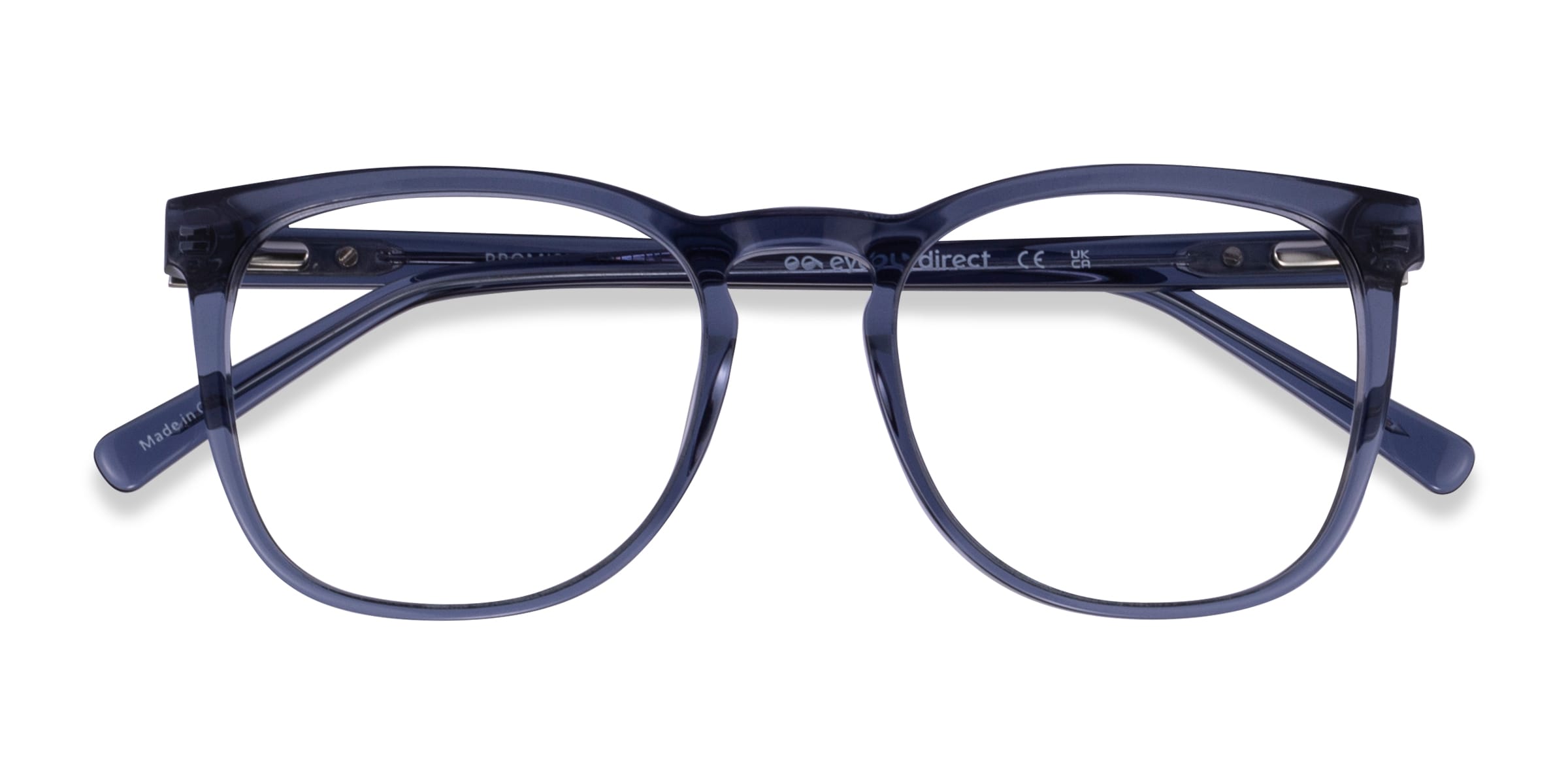 Promise Square Crystal Blue Green Full Rim Eyeglasses