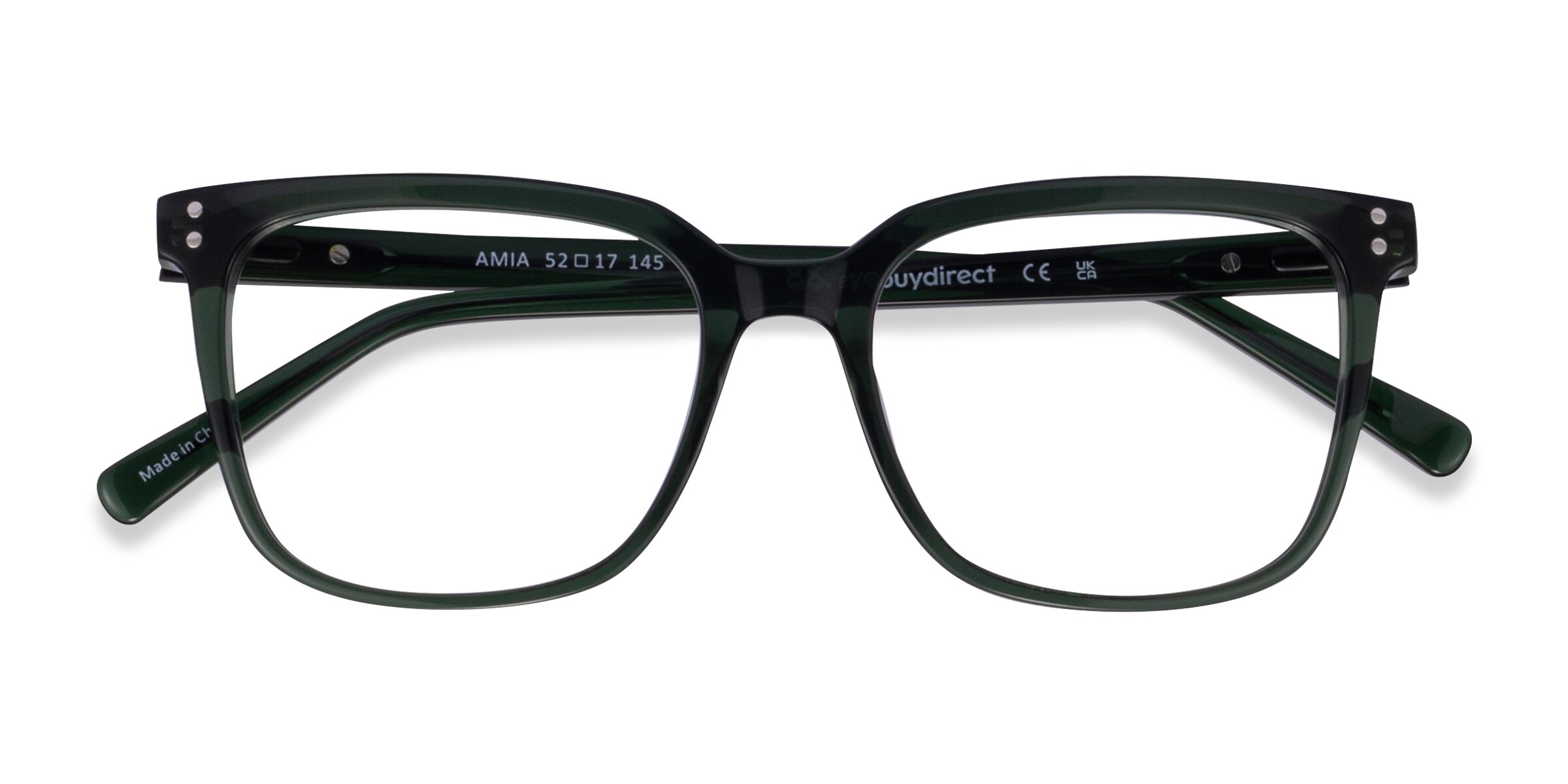 Amia Square Crystal Green Full Rim Eyeglasses