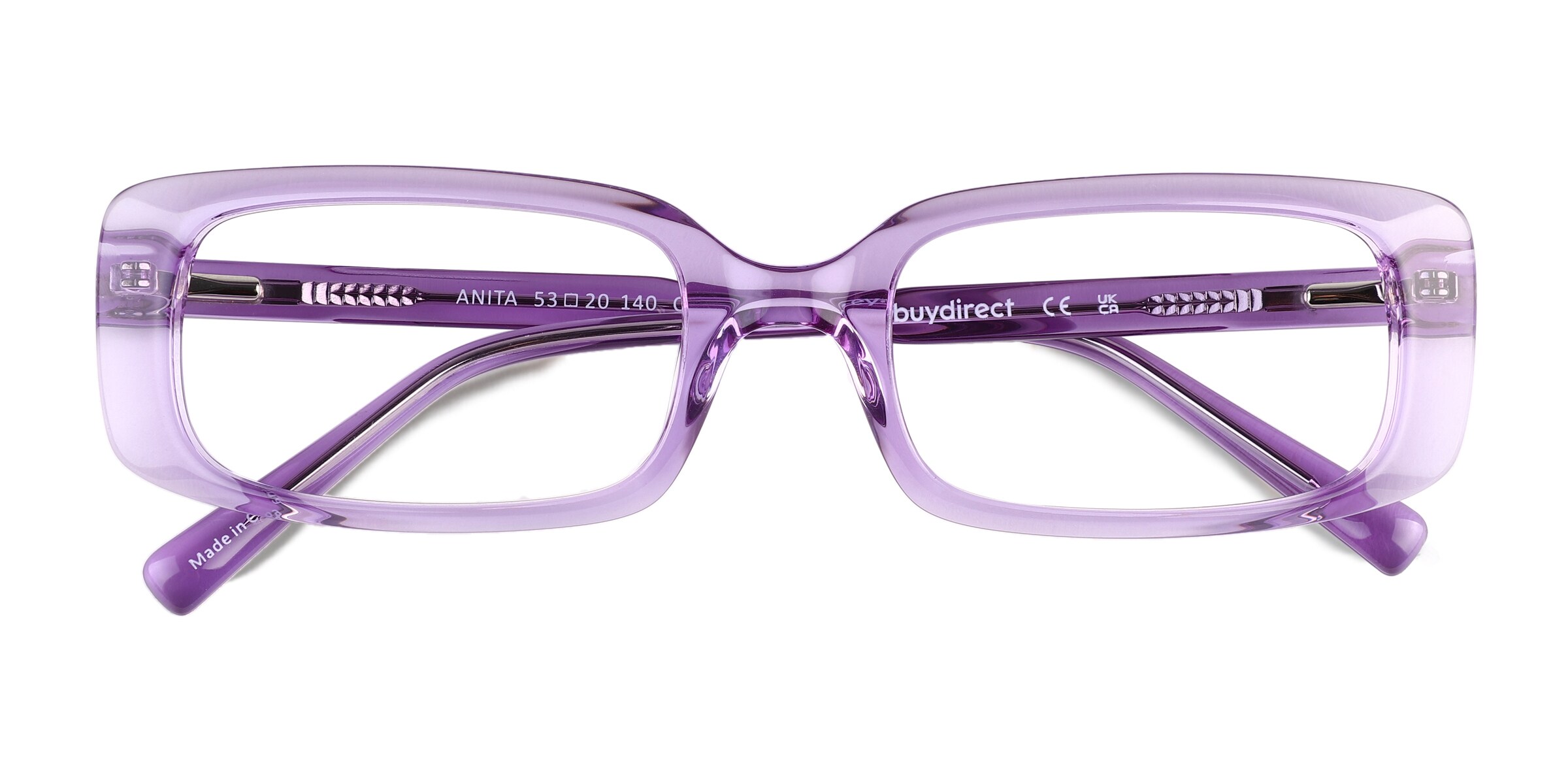 Anita Rectangle Crystal Purple Glasses for Women