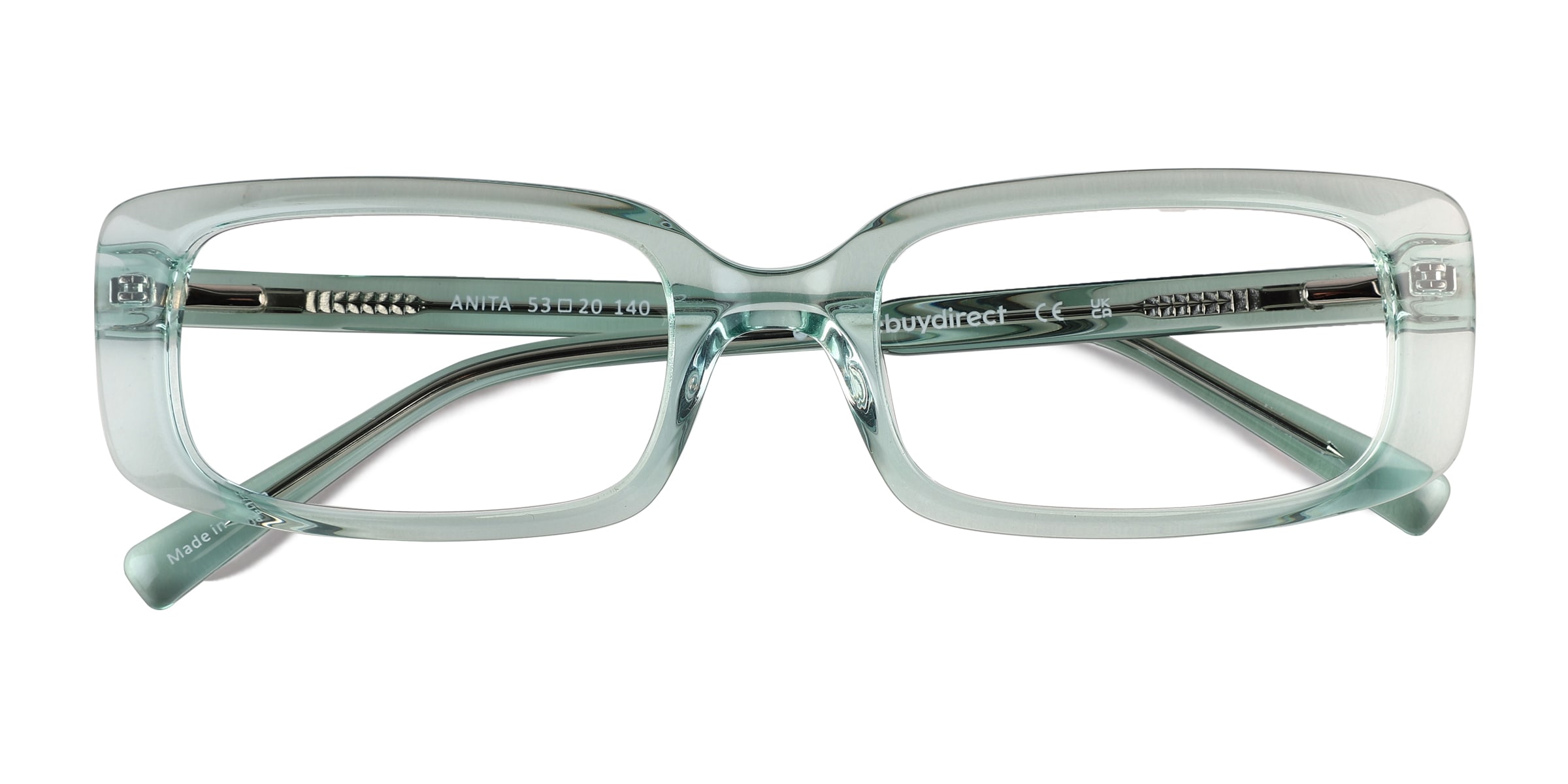 Anita Rectangle Crystal Light Green Glasses for Women