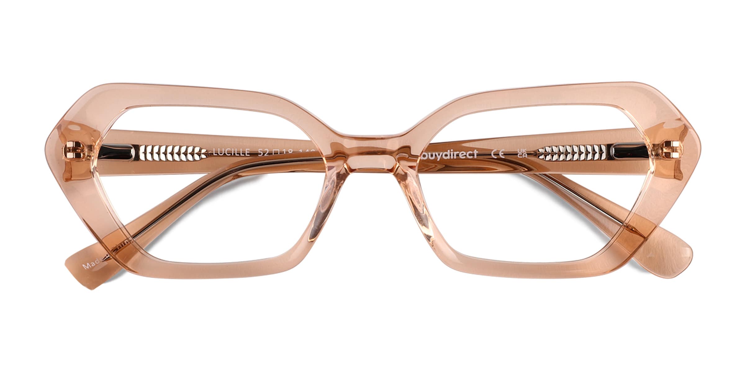 Lucille Cat Eye Crystal Light Orange Glasses for Women