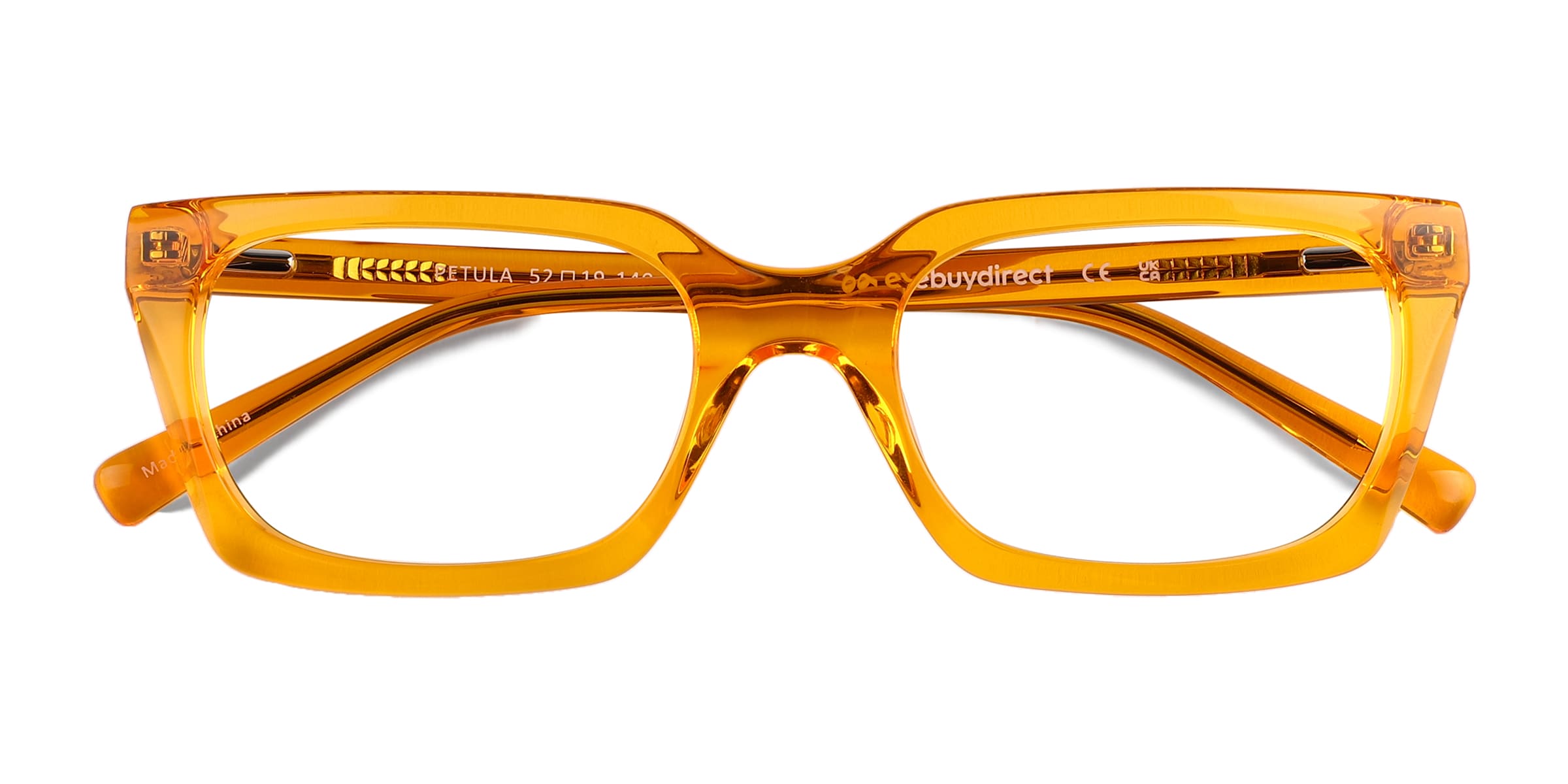 Petula Rectangle Crystal Orange Full Rim Eyeglasses