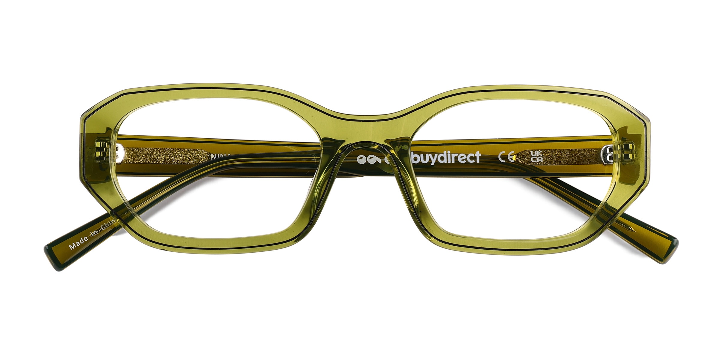 Nina Rectangle Crystal Olive Green Full Rim Eyeglasses