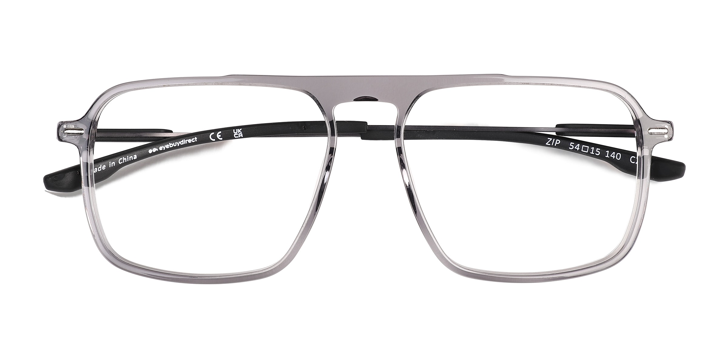 Zip Square Crystal Gray Full Rim Eyeglasses