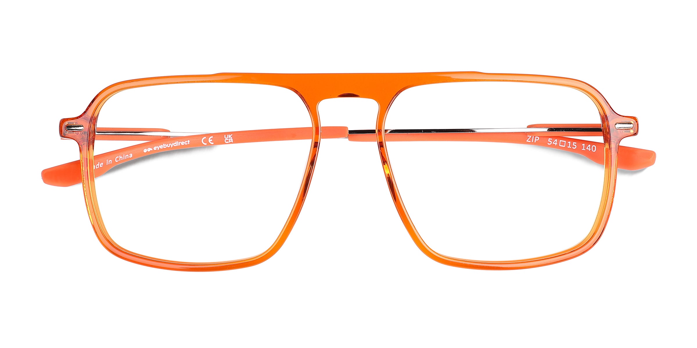 Zip Square Crystal Orange Full Rim Eyeglasses