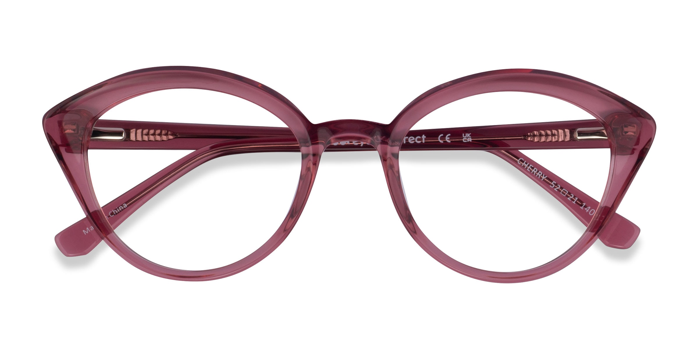 Cherry Cat Eye Crystal Pink Glasses for Women